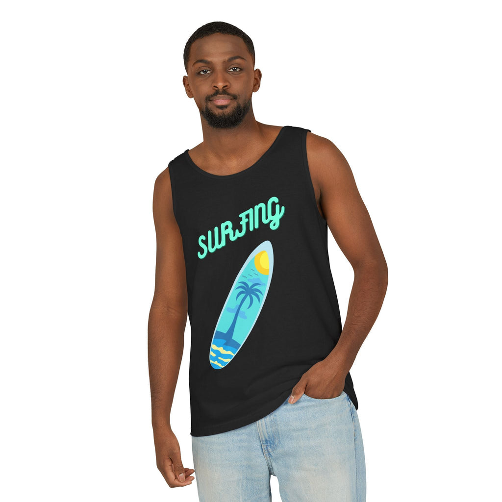 Surfing Graphic Tank Top Tropical Surfboard Beach Vibes - Etna Gift