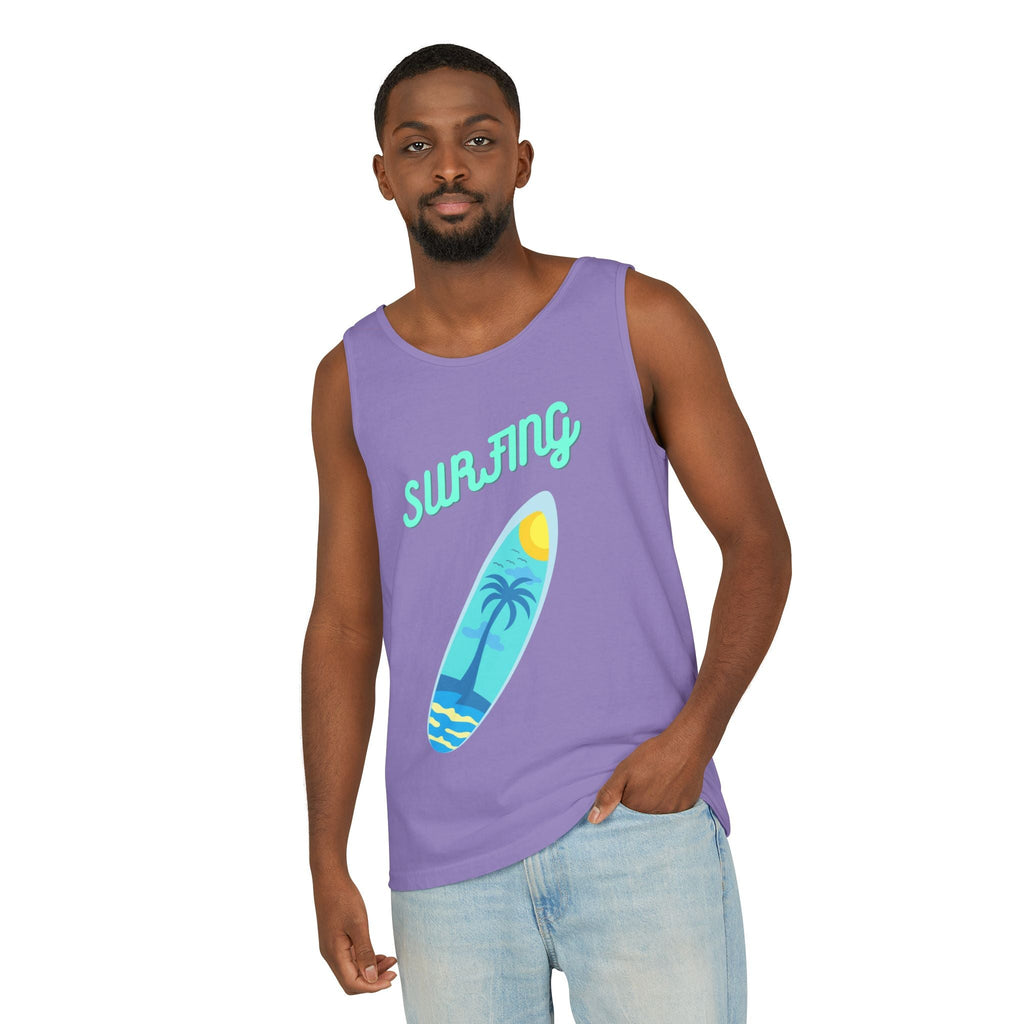 Surfing Graphic Tank Top Tropical Surfboard Beach Vibes - Etna Gift