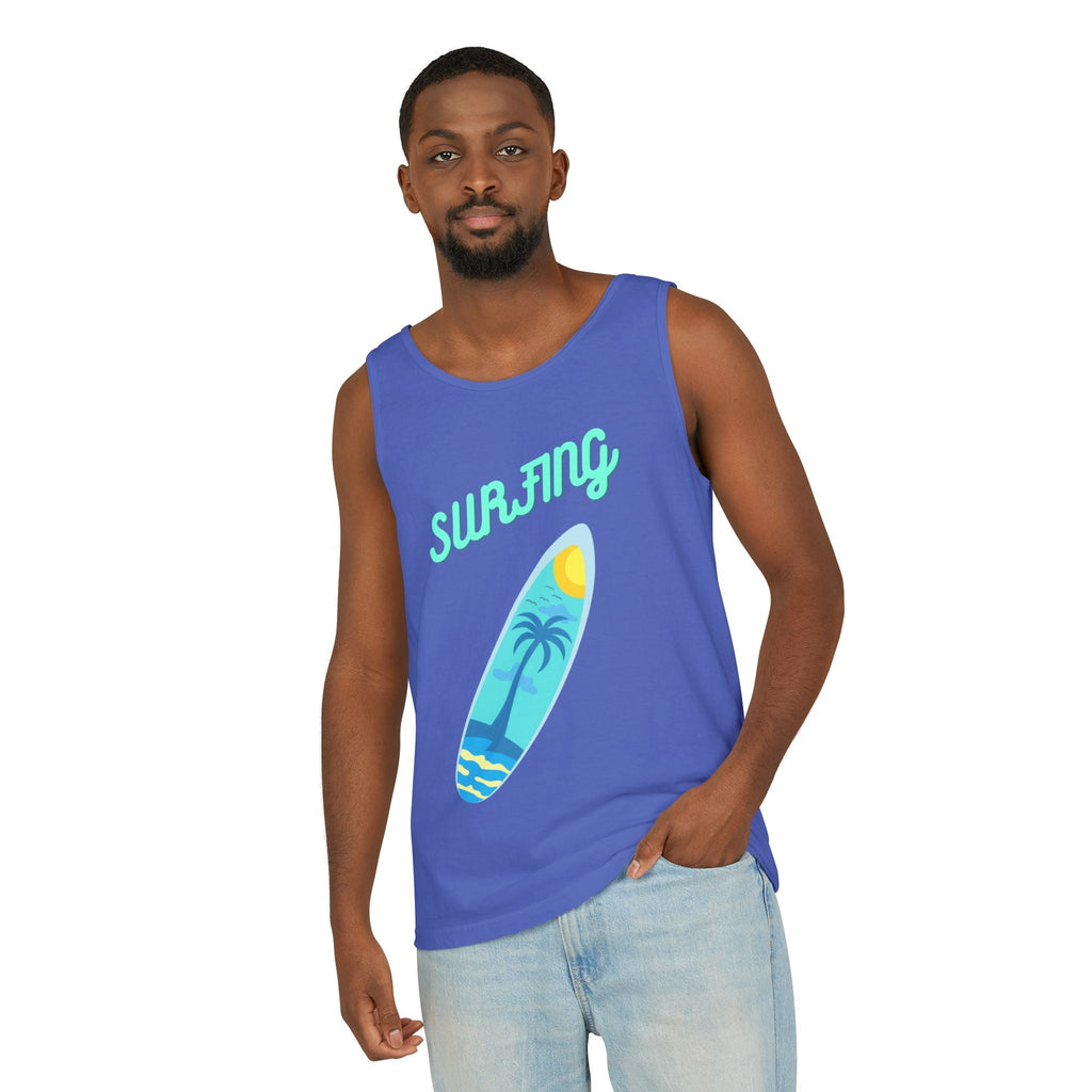 Surfing Graphic Tank Top Tropical Surfboard Beach Vibes - Etna Gift