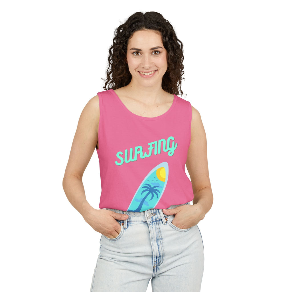 Surfing Graphic Tank Top Tropical Surfboard Beach Vibes - Etna Gift