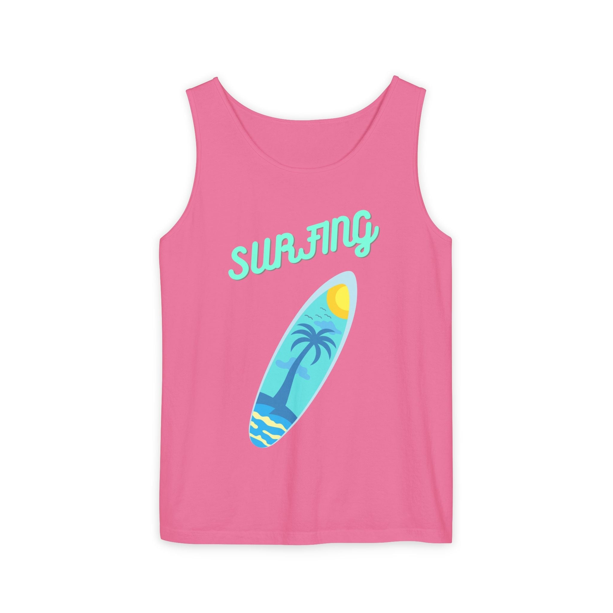 Surfing Graphic Tank Top Tropical Surfboard Beach Vibes - Etna Gift