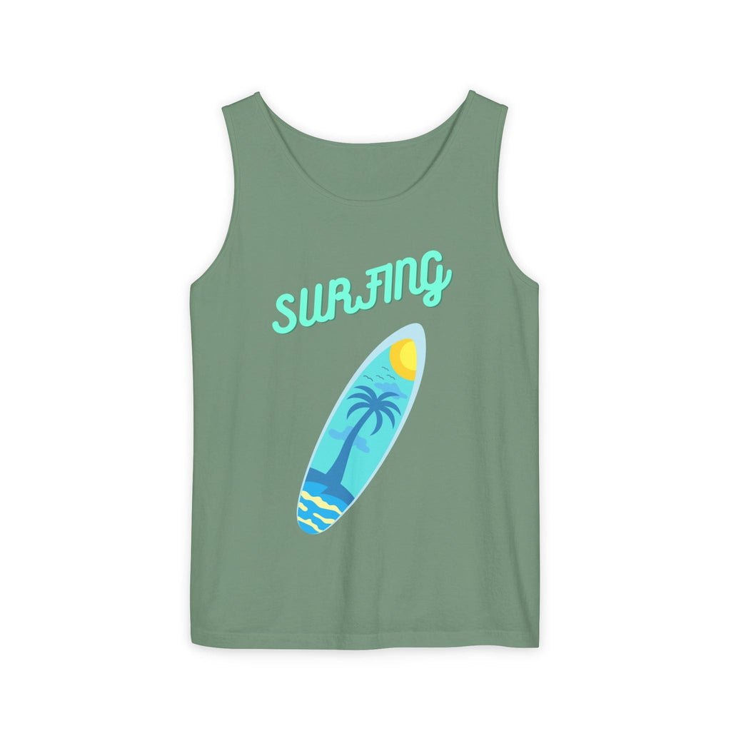 Surfing Graphic Tank Top Tropical Surfboard Beach Vibes - Etna Gift