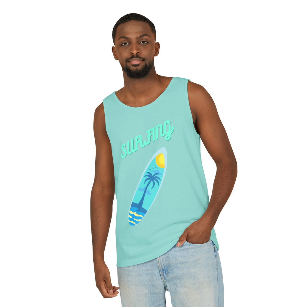 Surfing Graphic Tank Top Tropical Surfboard Beach Vibes - Etna Gift