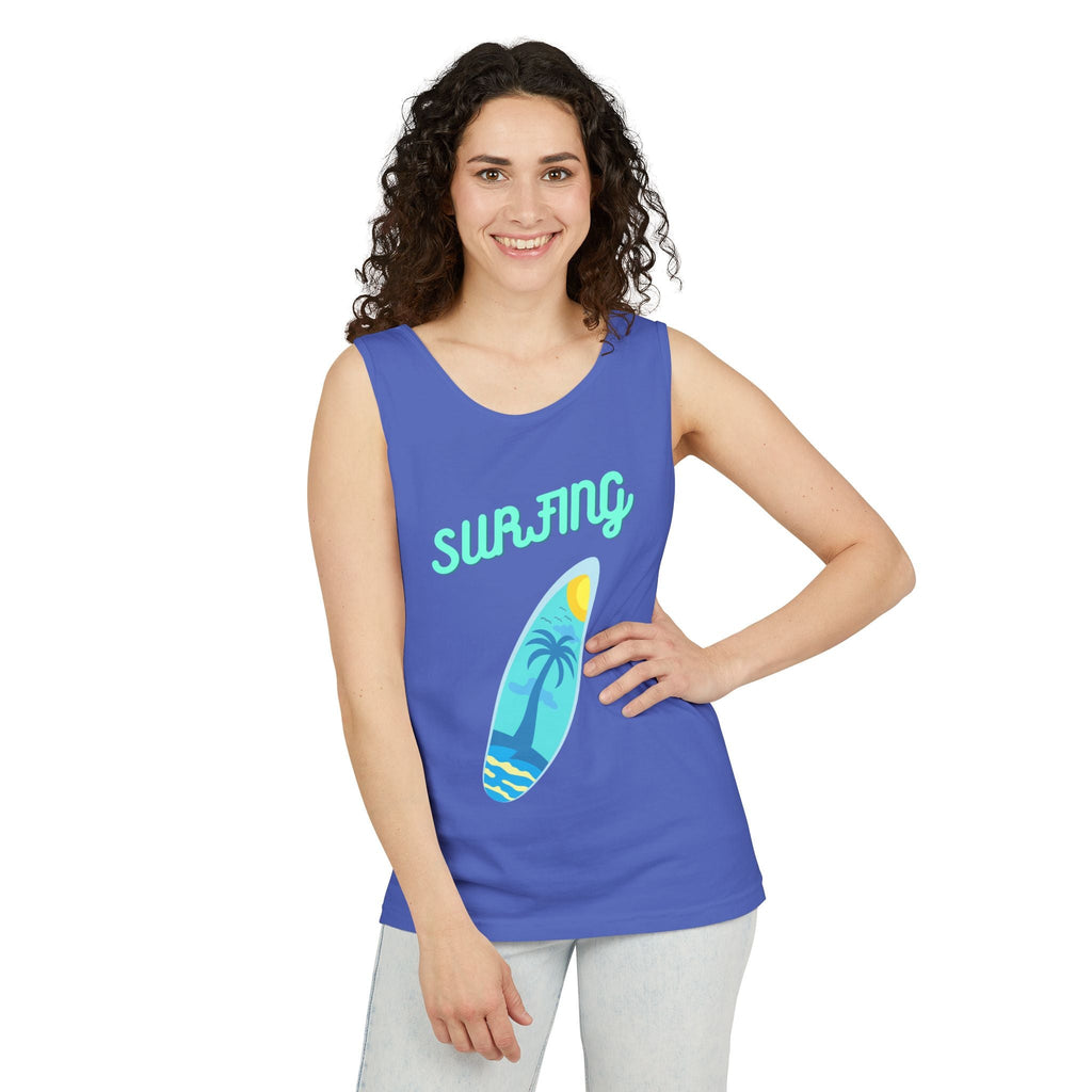 Surfing Graphic Tank Top Tropical Surfboard Beach Vibes - Etna Gift