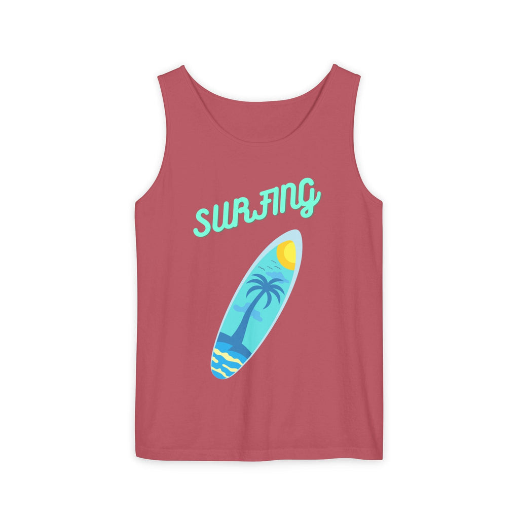 Surfing Graphic Tank Top Tropical Surfboard Beach Vibes - Etna Gift