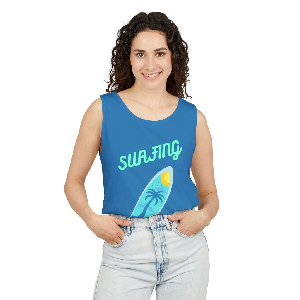 Surfing Graphic Tank Top Tropical Surfboard Beach Vibes - Etna Gift
