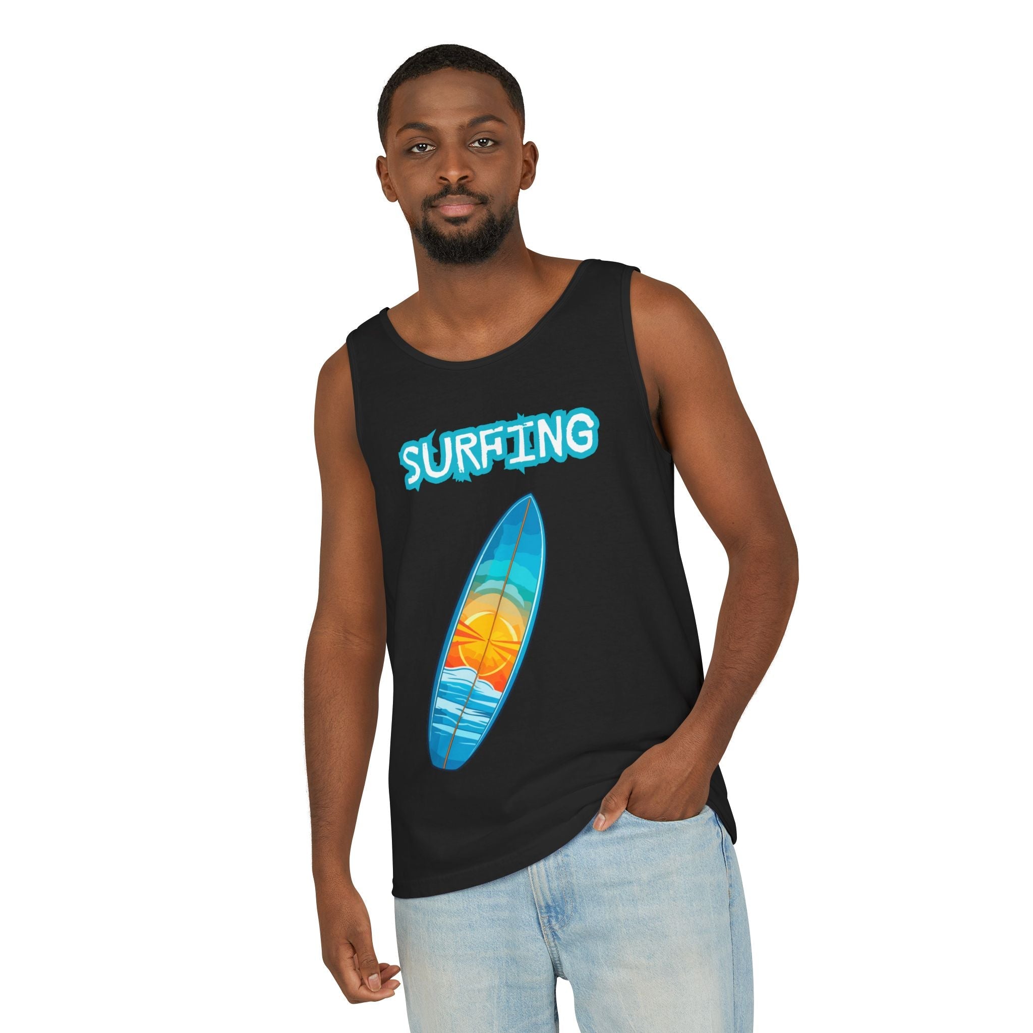 Surfing Tank Top Sunset Surfboard Beach Tank for Surfers & Summer Lovers - Etna Gift