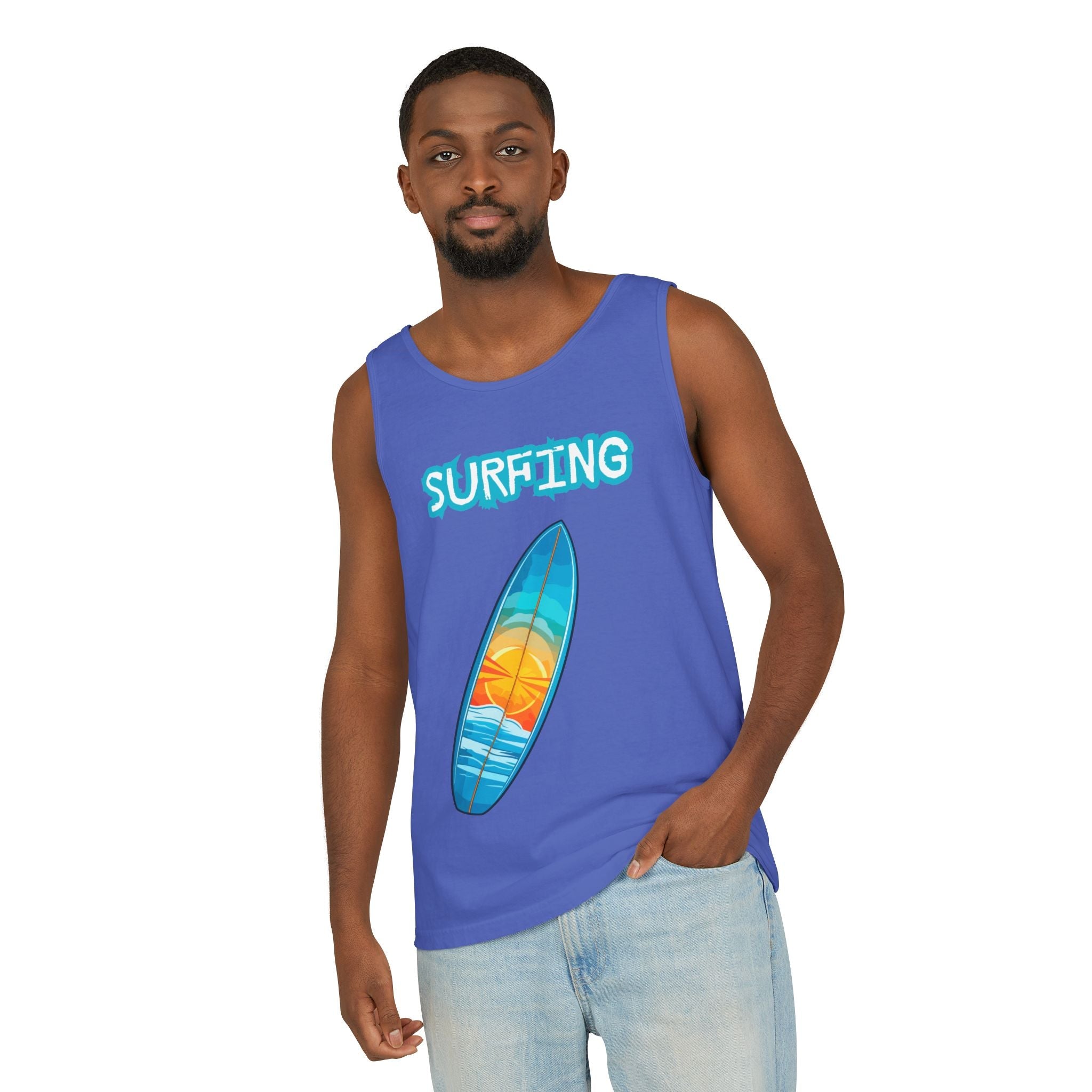 Surfing Tank Top Sunset Surfboard Beach Tank for Surfers & Summer Lovers - Etna Gift