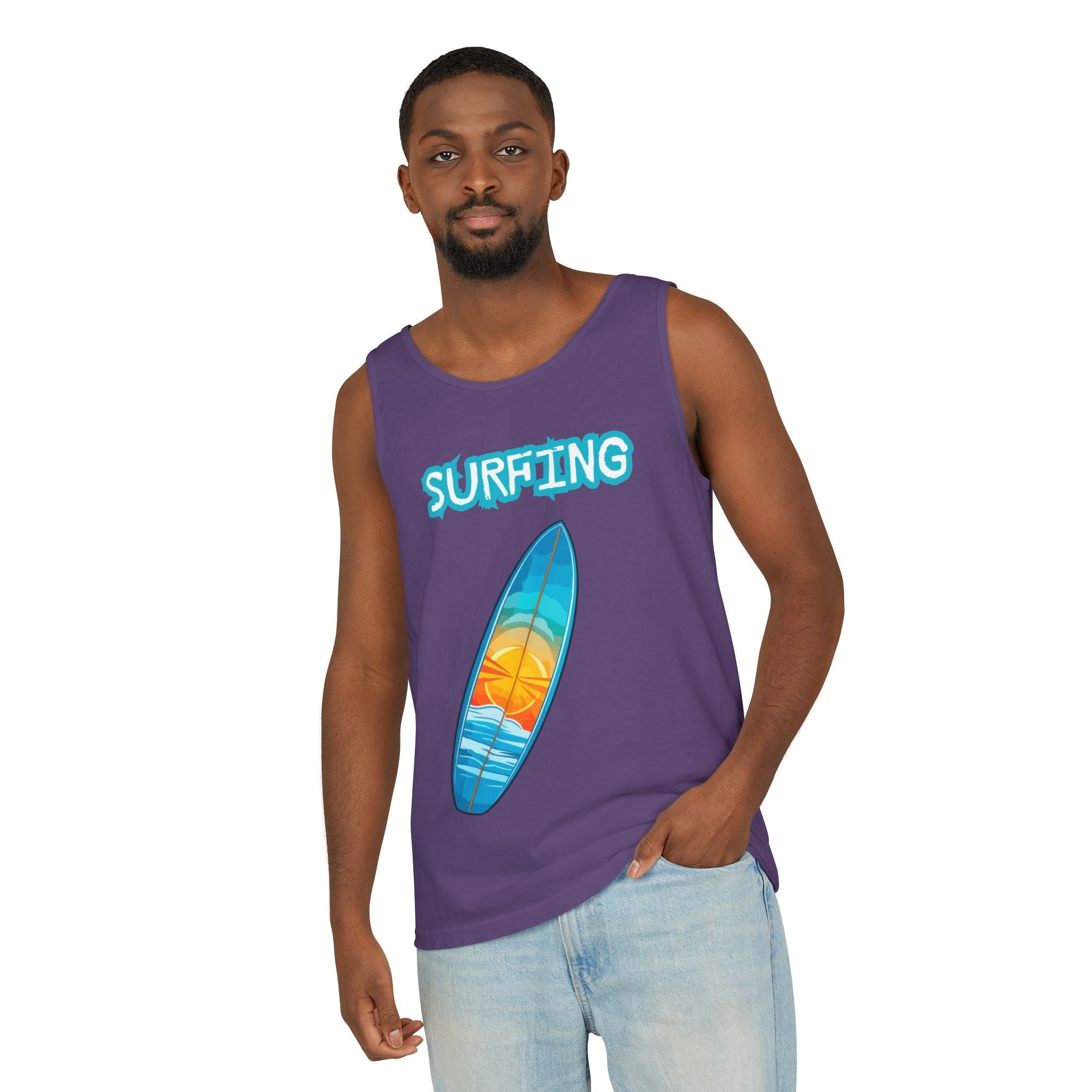 Surfing Tank Top Sunset Surfboard Beach Tank for Surfers & Summer Lovers - Etna Gift