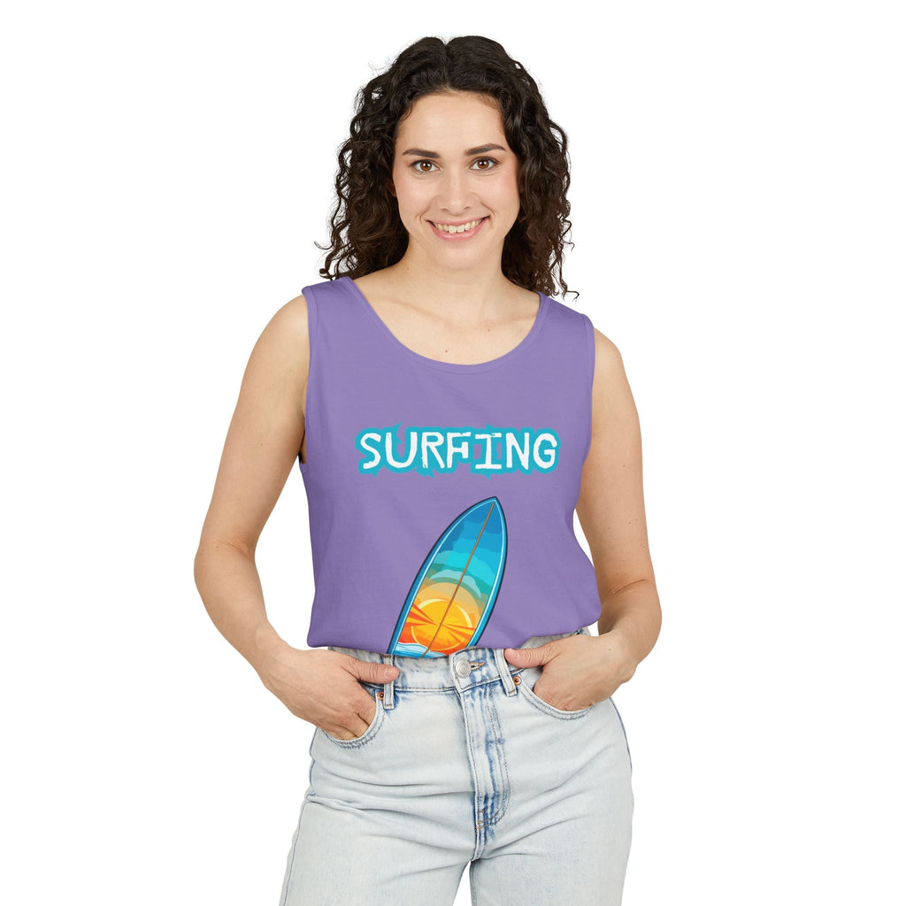 Surfing Tank Top Sunset Surfboard Beach Tank for Surfers & Summer Lovers - Etna Gift
