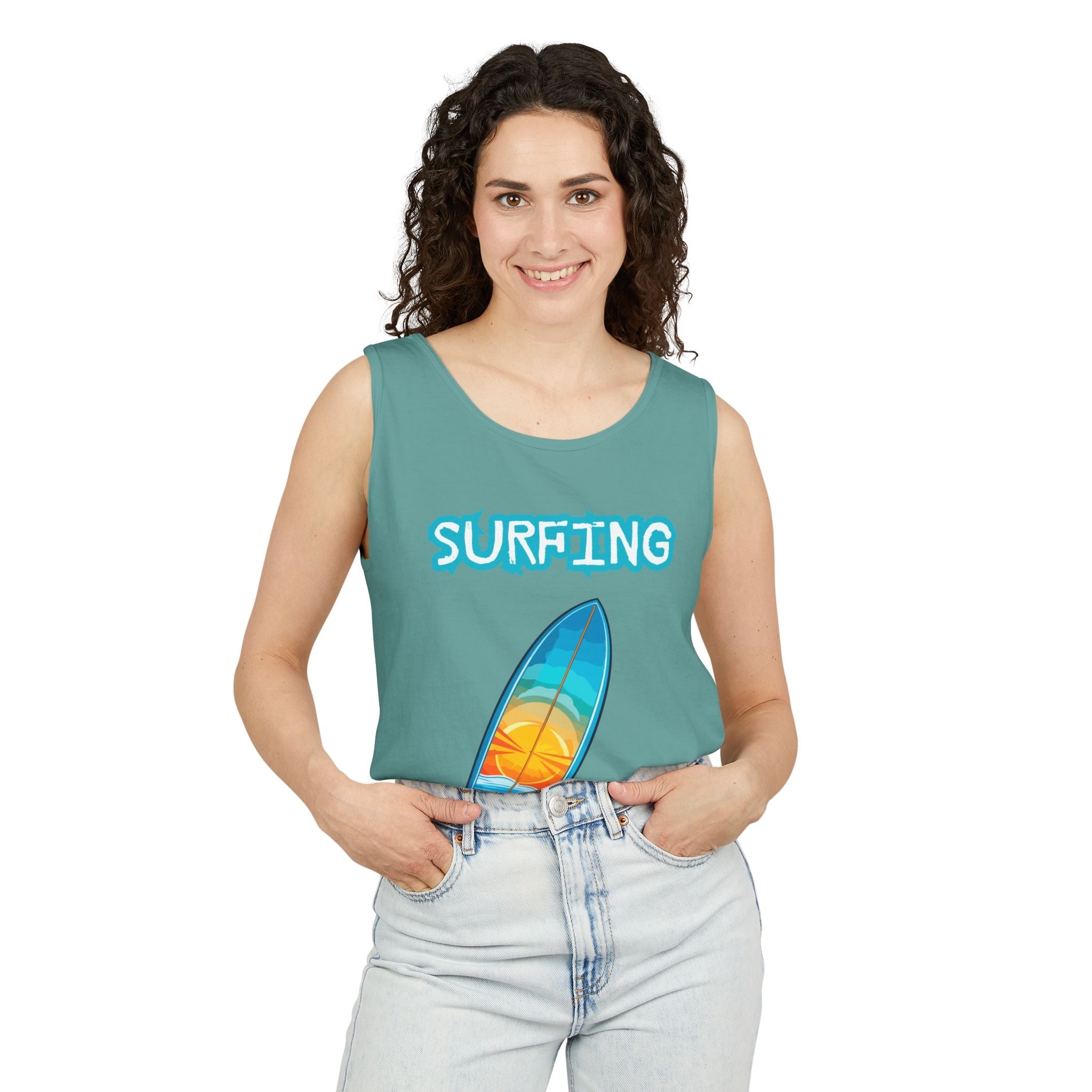 Surfing Tank Top Sunset Surfboard Beach Tank for Surfers & Summer Lovers - Etna Gift