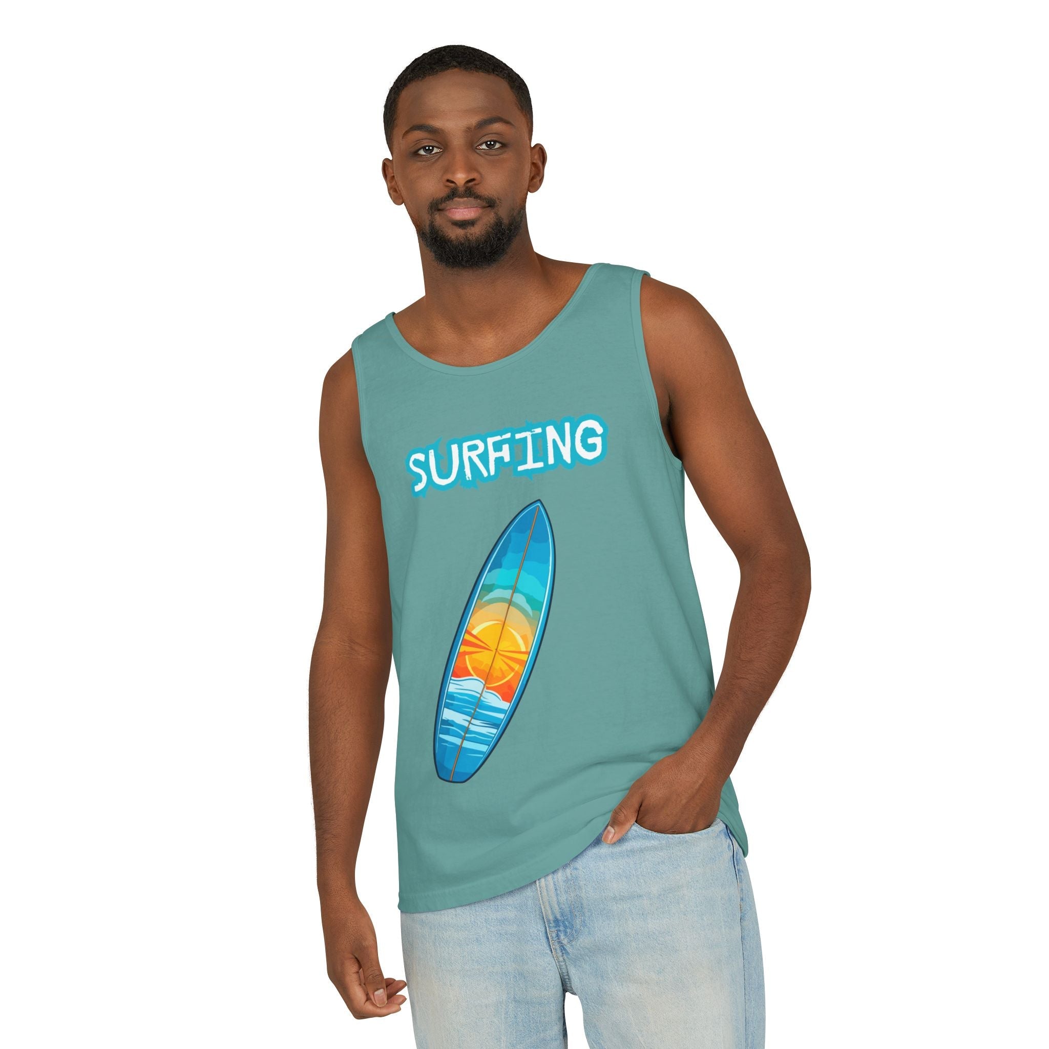 Surfing Tank Top Sunset Surfboard Beach Tank for Surfers & Summer Lovers - Etna Gift