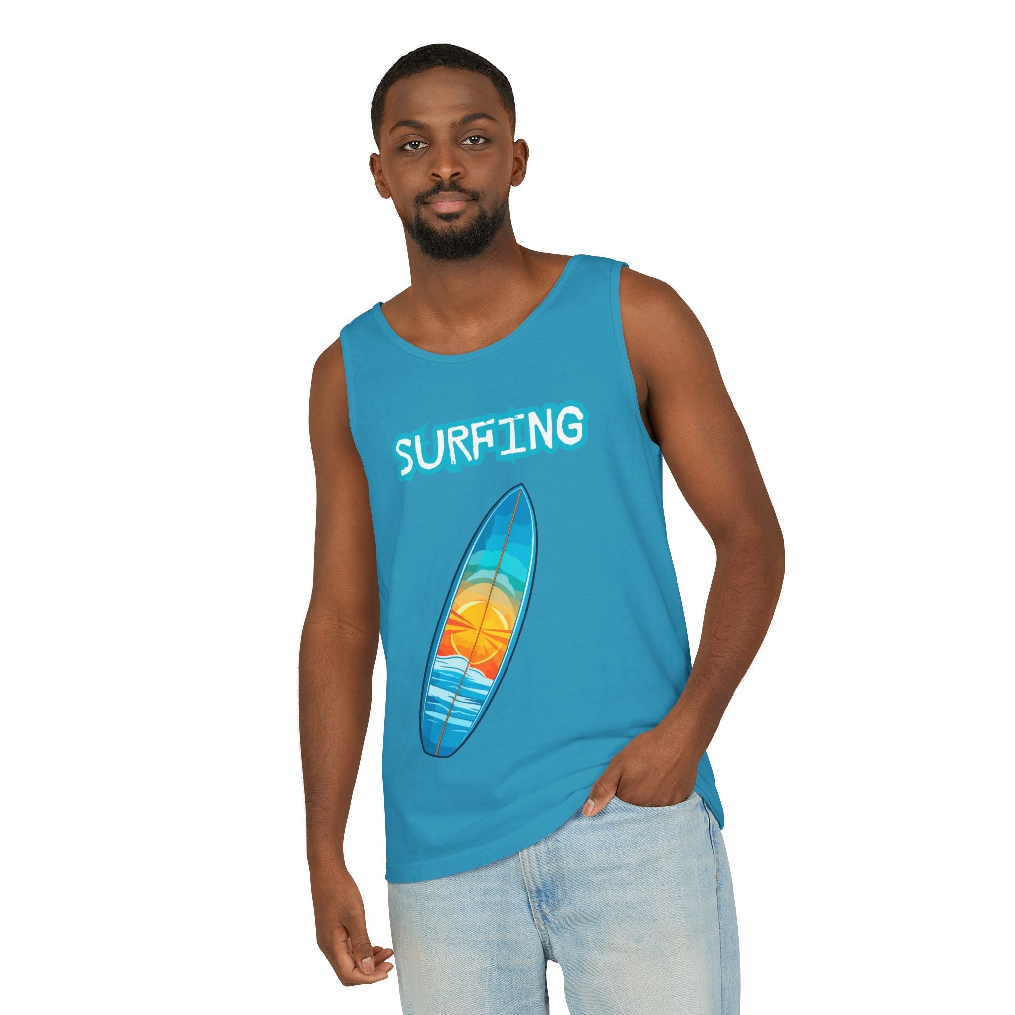 Surfing Tank Top Sunset Surfboard Beach Tank for Surfers & Summer Lovers - Etna Gift