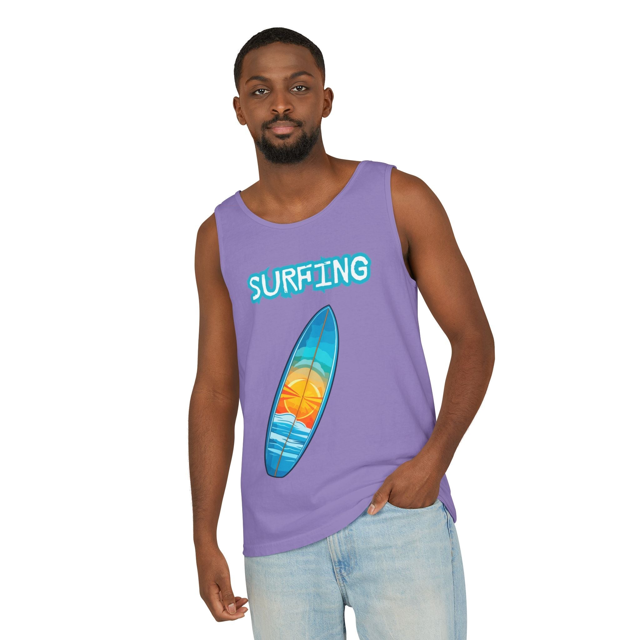 Surfing Tank Top Sunset Surfboard Beach Tank for Surfers & Summer Lovers - Etna Gift