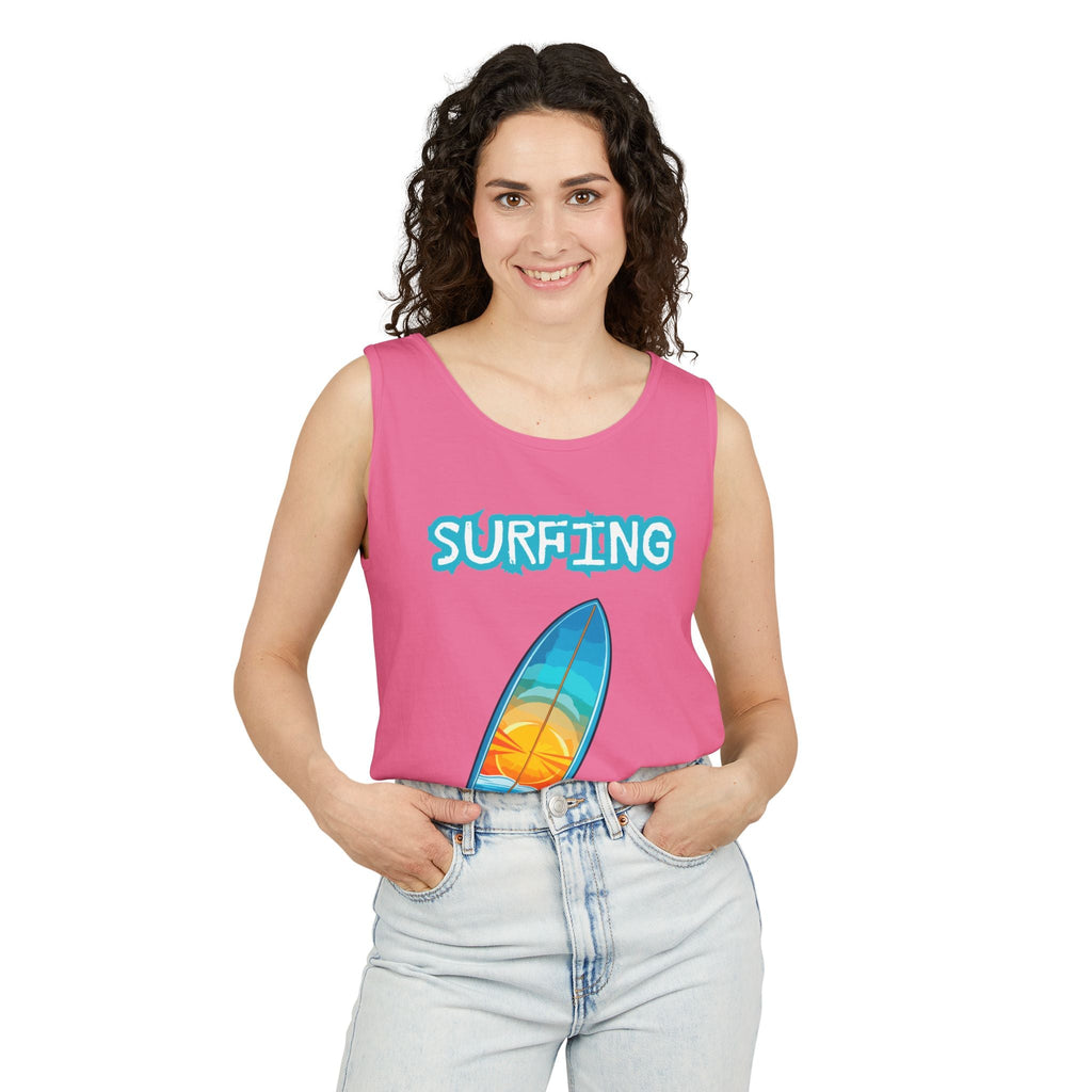 Surfing Tank Top Sunset Surfboard Beach Tank for Surfers & Summer Lovers - Etna Gift