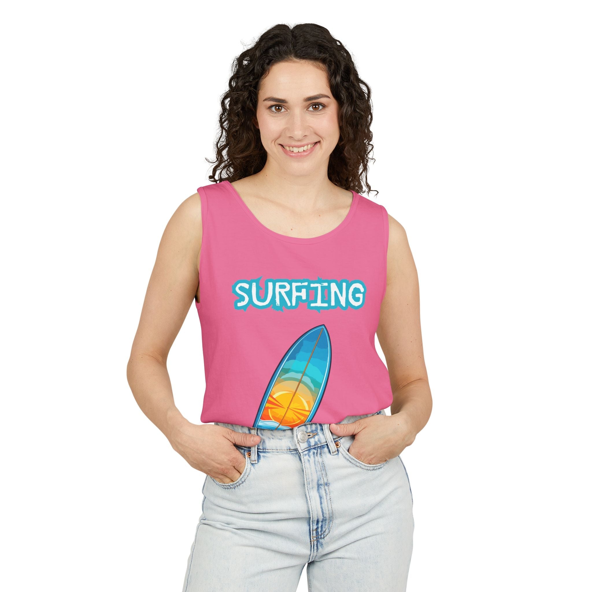 Surfing Tank Top Sunset Surfboard Beach Tank for Surfers & Summer Lovers - Etna Gift