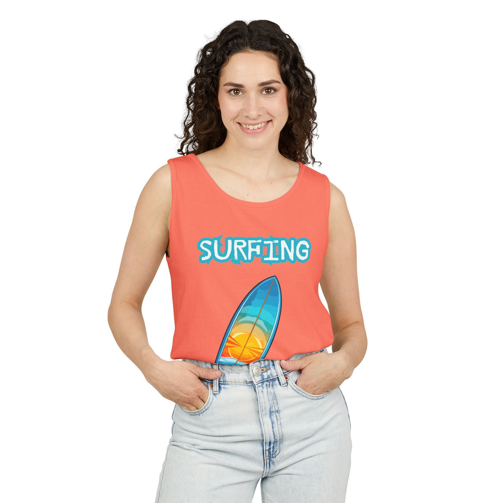Surfing Tank Top Sunset Surfboard Beach Tank for Surfers & Summer Lovers - Etna Gift