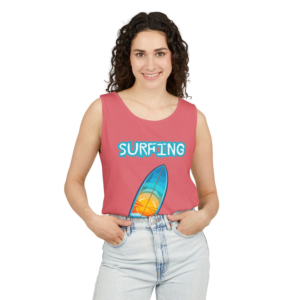 Surfing Tank Top Sunset Surfboard Beach Tank for Surfers & Summer Lovers - Etna Gift