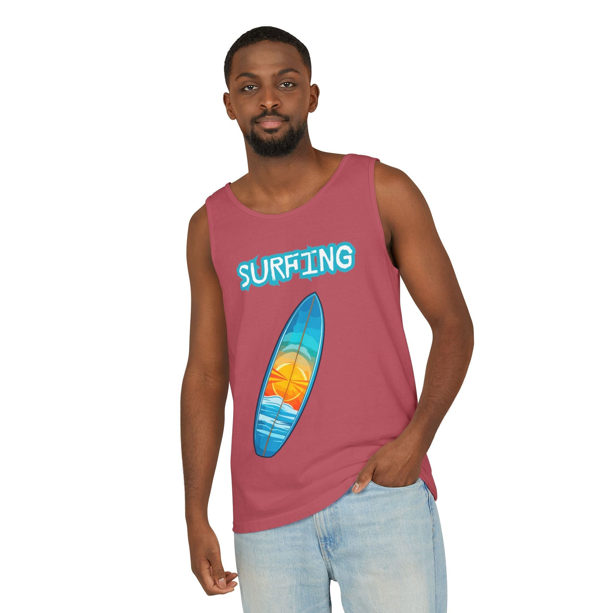 Surfing Tank Top Sunset Surfboard Beach Tank for Surfers & Summer Lovers - Etna Gift