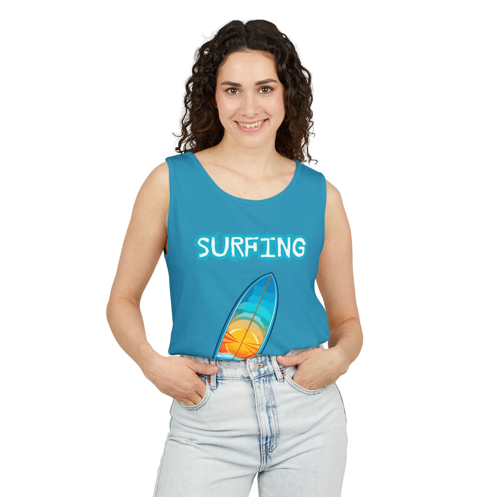 Surfing Tank Top Sunset Surfboard Beach Tank for Surfers & Summer Lovers - Etna Gift