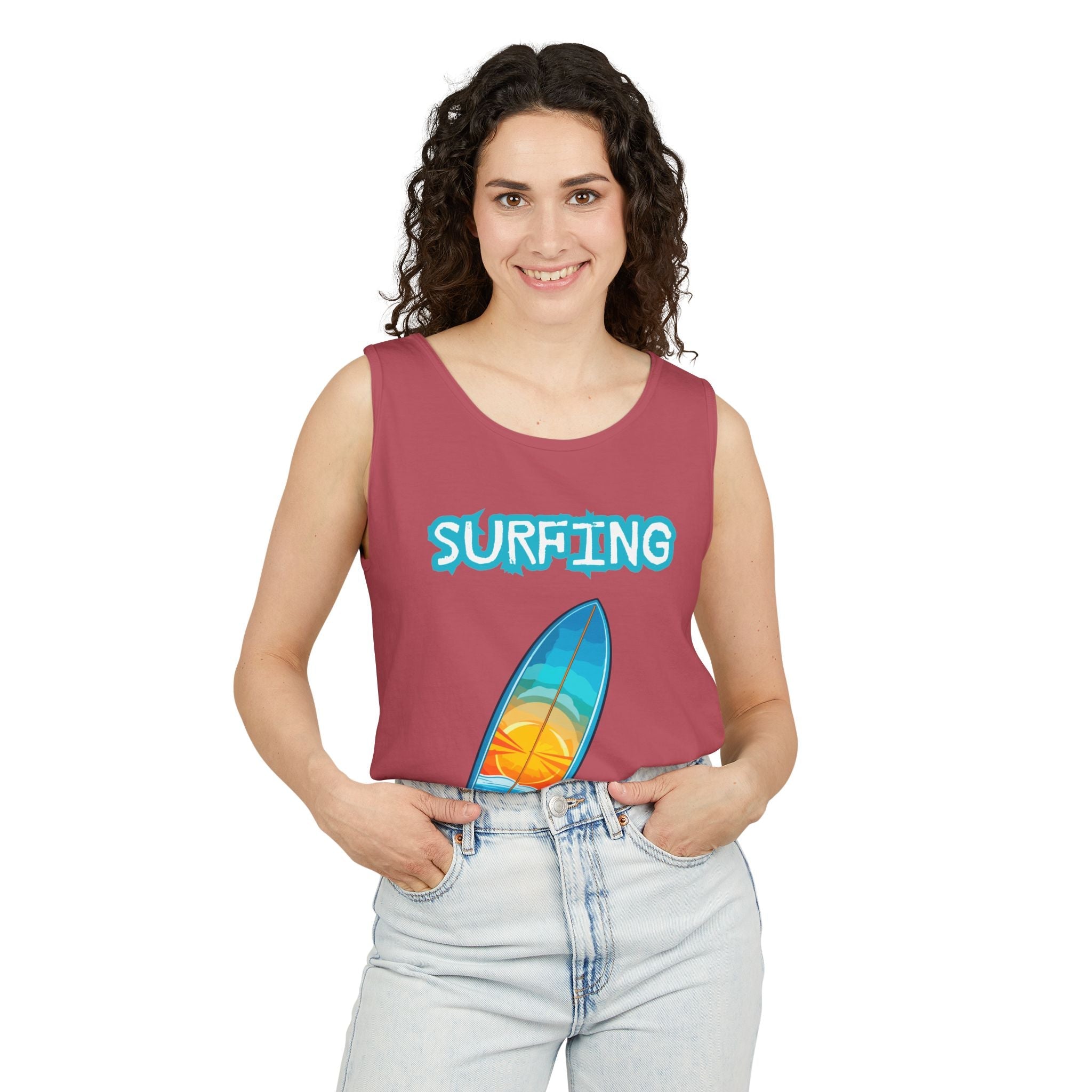 Surfing Tank Top Sunset Surfboard Beach Tank for Surfers & Summer Lovers - Etna Gift