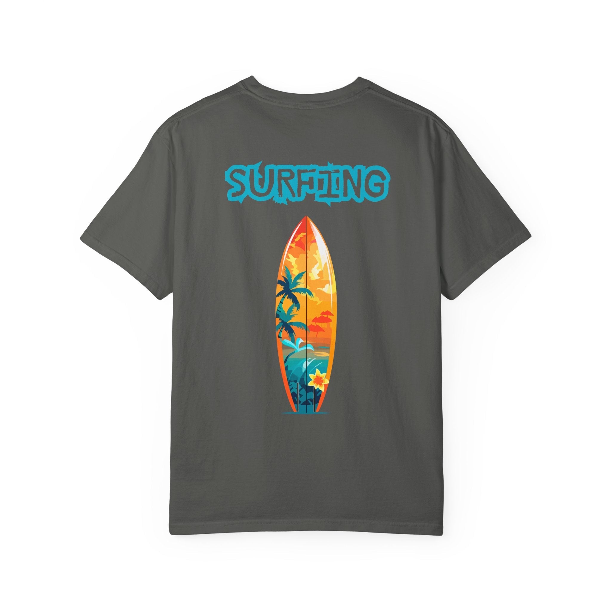 Surfing Tropical Board T-Shirt Beach Vibes Tee with Colorful Surfboard Design - Etna Gift