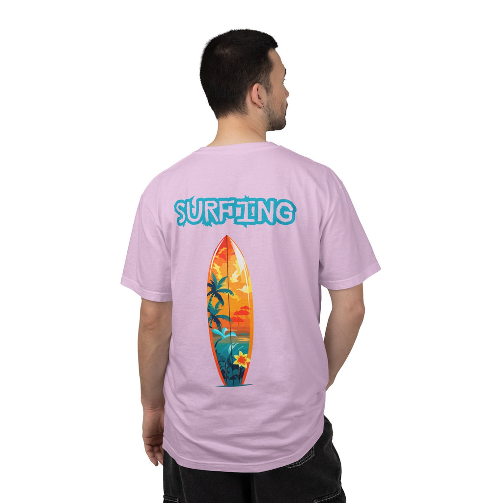Surfing Tropical Board T-Shirt Beach Vibes Tee with Colorful Surfboard Design - Etna Gift