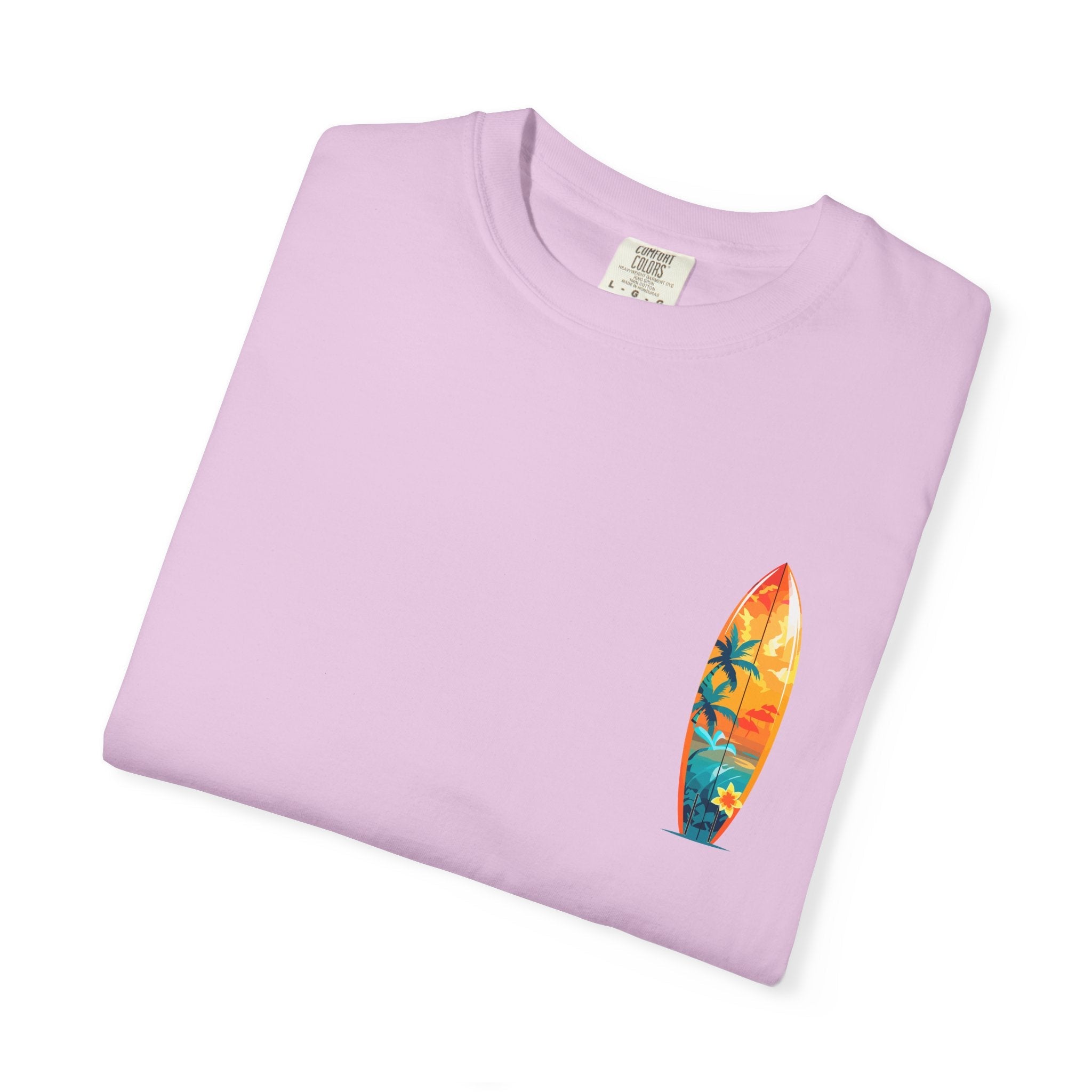 Surfing Tropical Board T-Shirt Beach Vibes Tee with Colorful Surfboard Design - Etna Gift