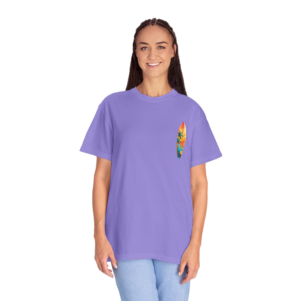 Surfing Tropical Board T-Shirt Beach Vibes Tee with Colorful Surfboard Design - Etna Gift
