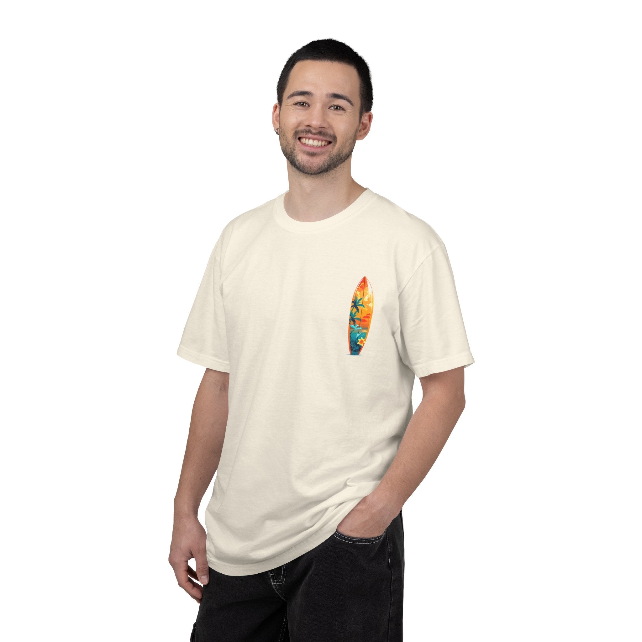 Surfing Tropical Board T-Shirt Beach Vibes Tee with Colorful Surfboard Design - Etna Gift