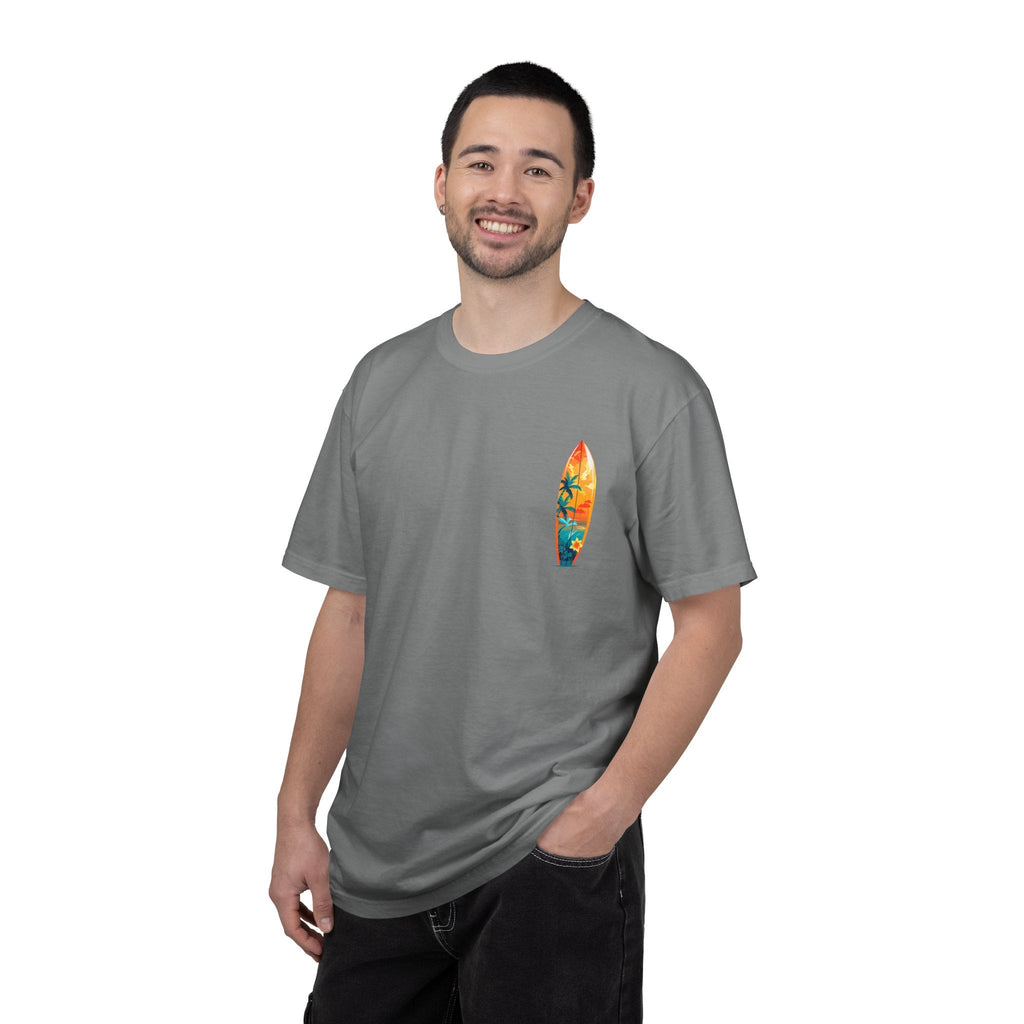 Surfing Tropical Board T-Shirt Beach Vibes Tee with Colorful Surfboard Design - Etna Gift