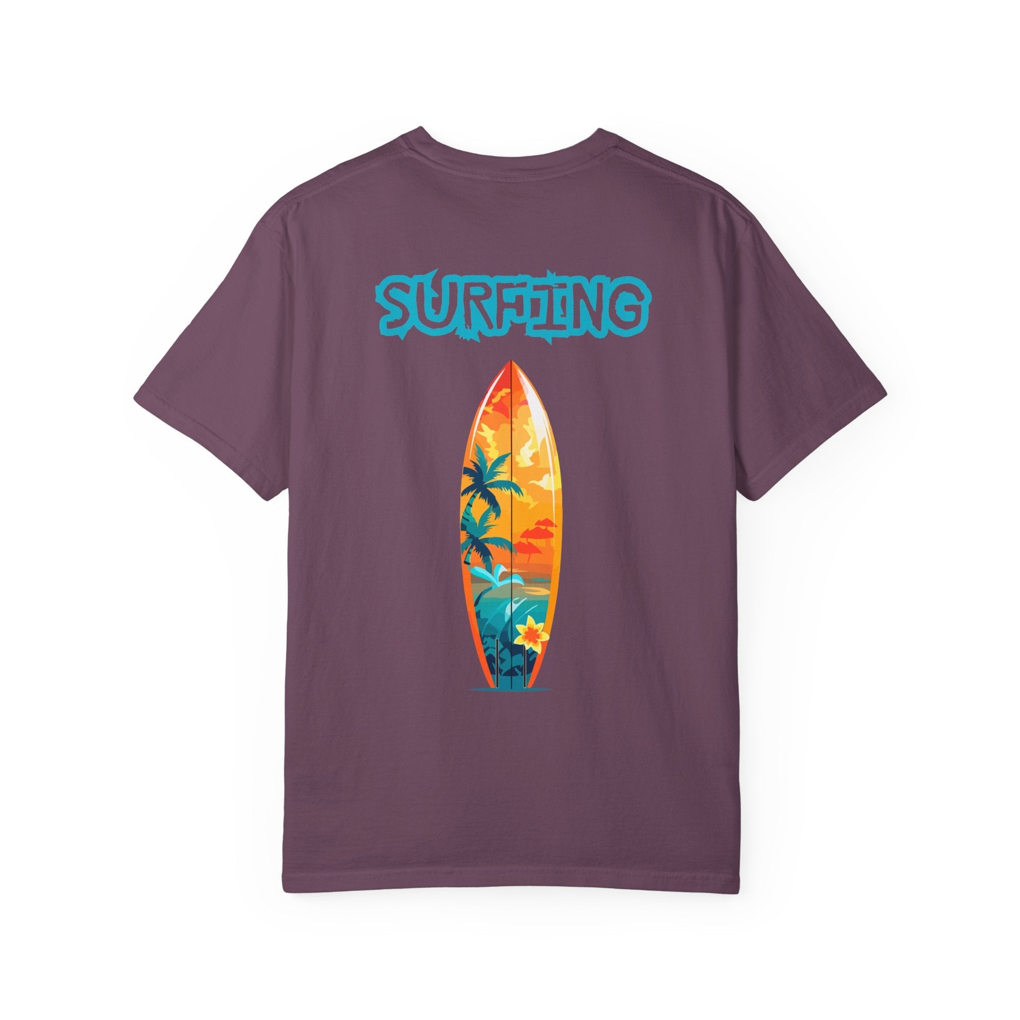 Surfing Tropical Board T-Shirt Beach Vibes Tee with Colorful Surfboard Design - Etna Gift