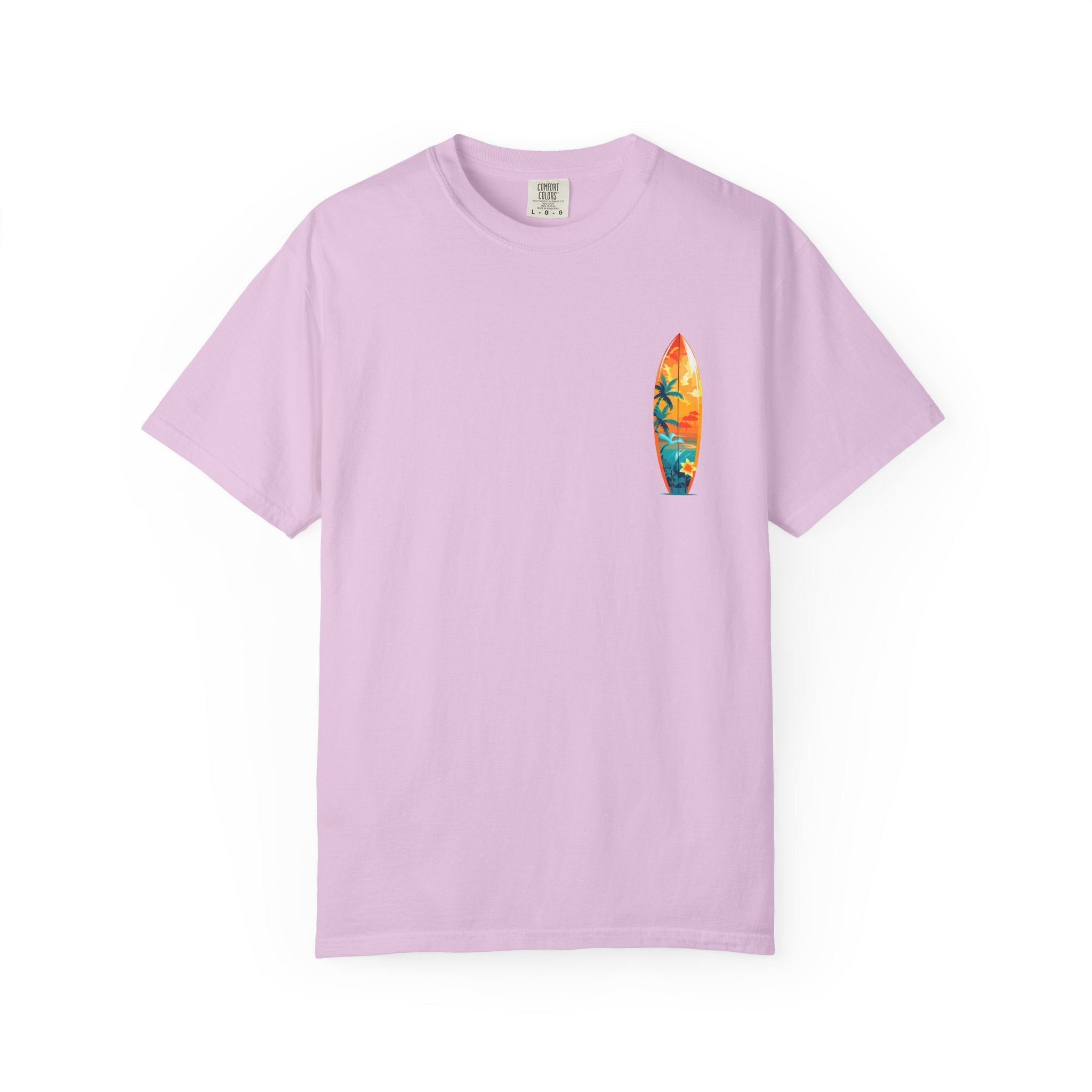 Surfing Tropical Board T-Shirt Beach Vibes Tee with Colorful Surfboard Design - Etna Gift