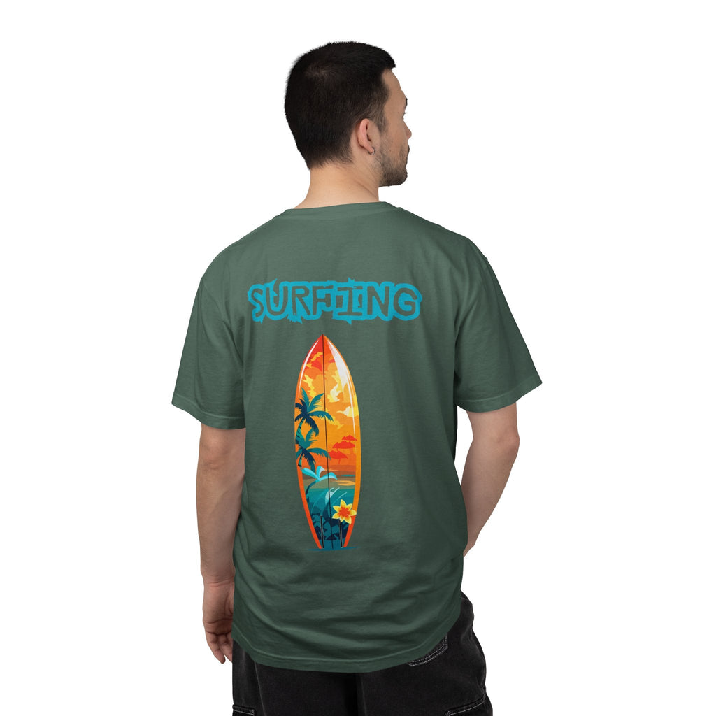 Surfing Tropical Board T-Shirt Beach Vibes Tee with Colorful Surfboard Design - Etna Gift