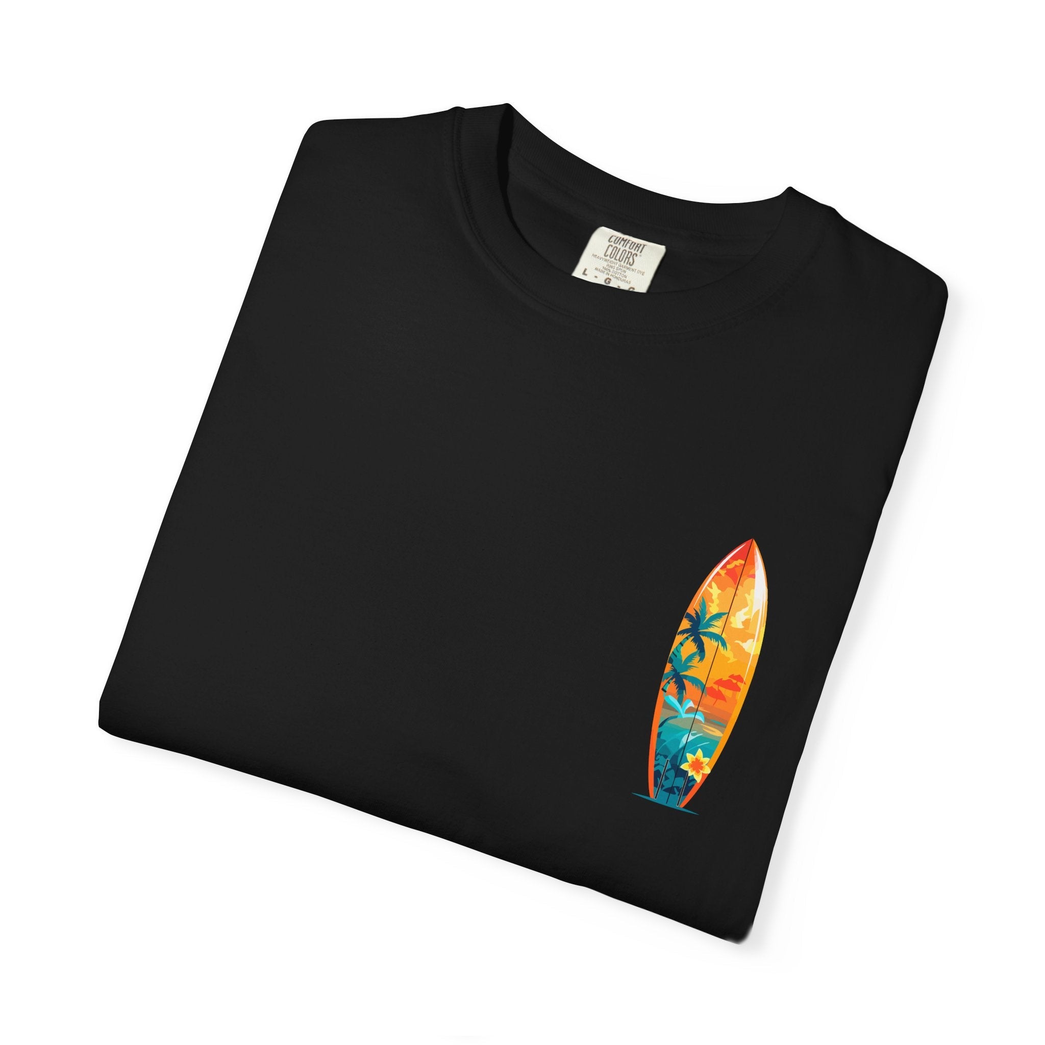 Surfing Tropical Board T-Shirt Beach Vibes Tee with Colorful Surfboard Design - Etna Gift