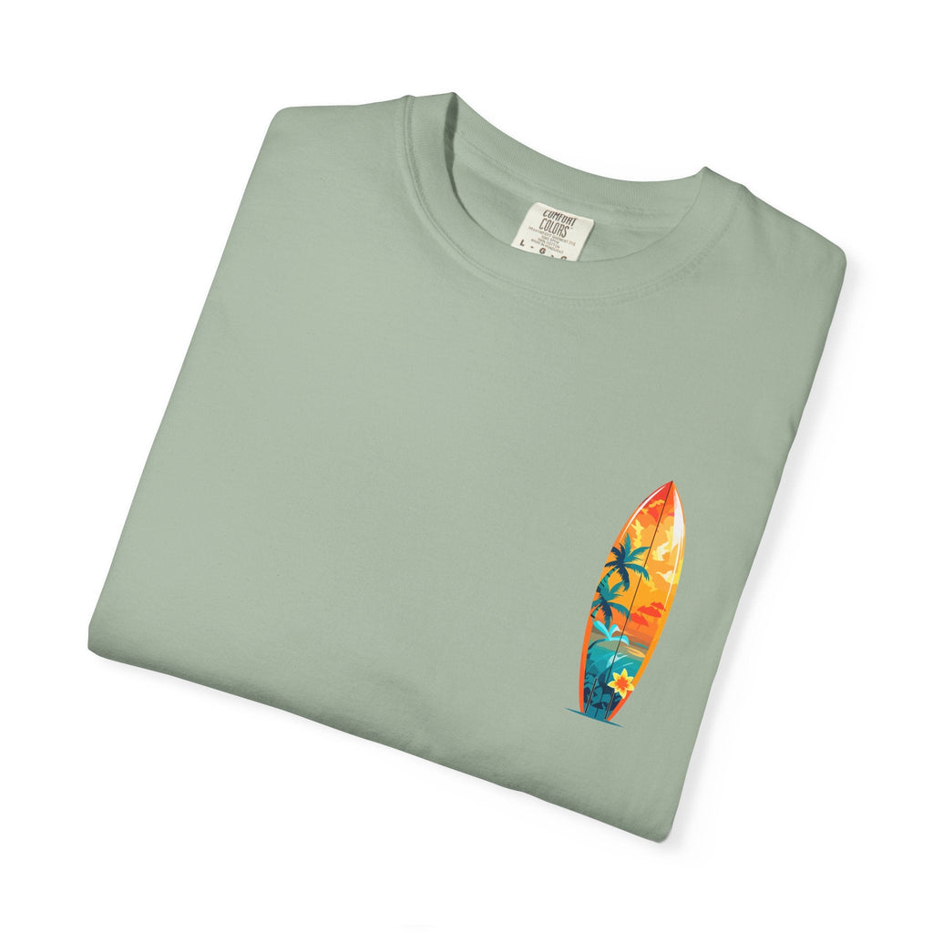 Surfing Tropical Board T-Shirt Beach Vibes Tee with Colorful Surfboard Design - Etna Gift