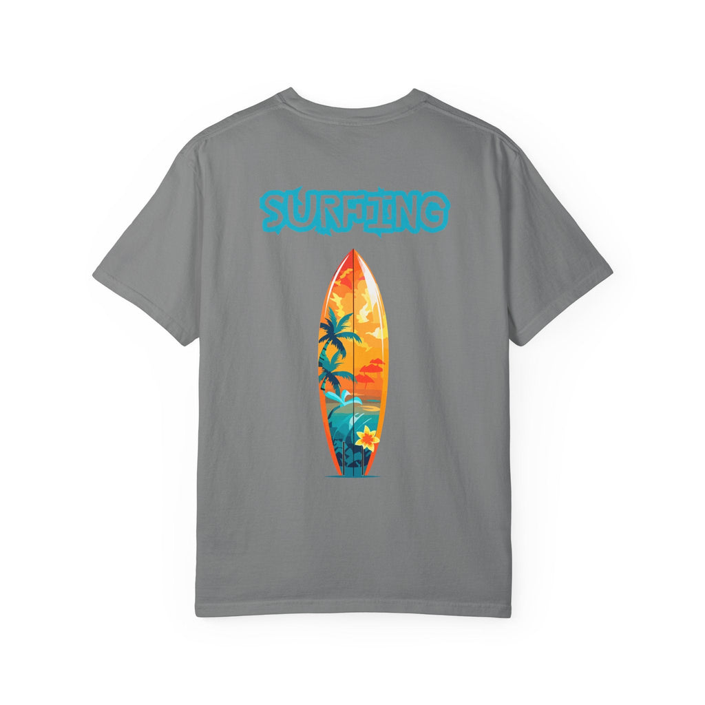 Surfing Tropical Board T-Shirt Beach Vibes Tee with Colorful Surfboard Design - Etna Gift