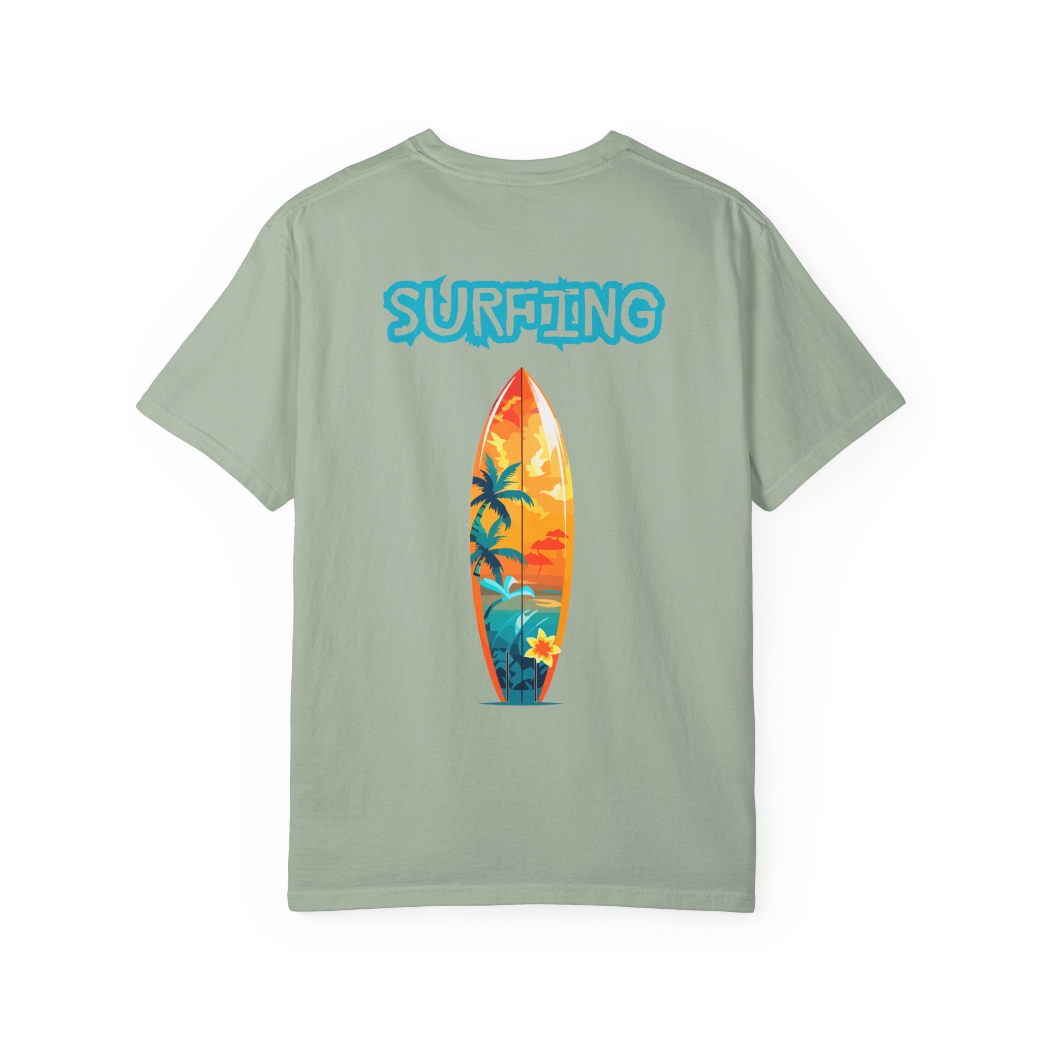 Surfing Tropical Board T-Shirt Beach Vibes Tee with Colorful Surfboard Design - Etna Gift