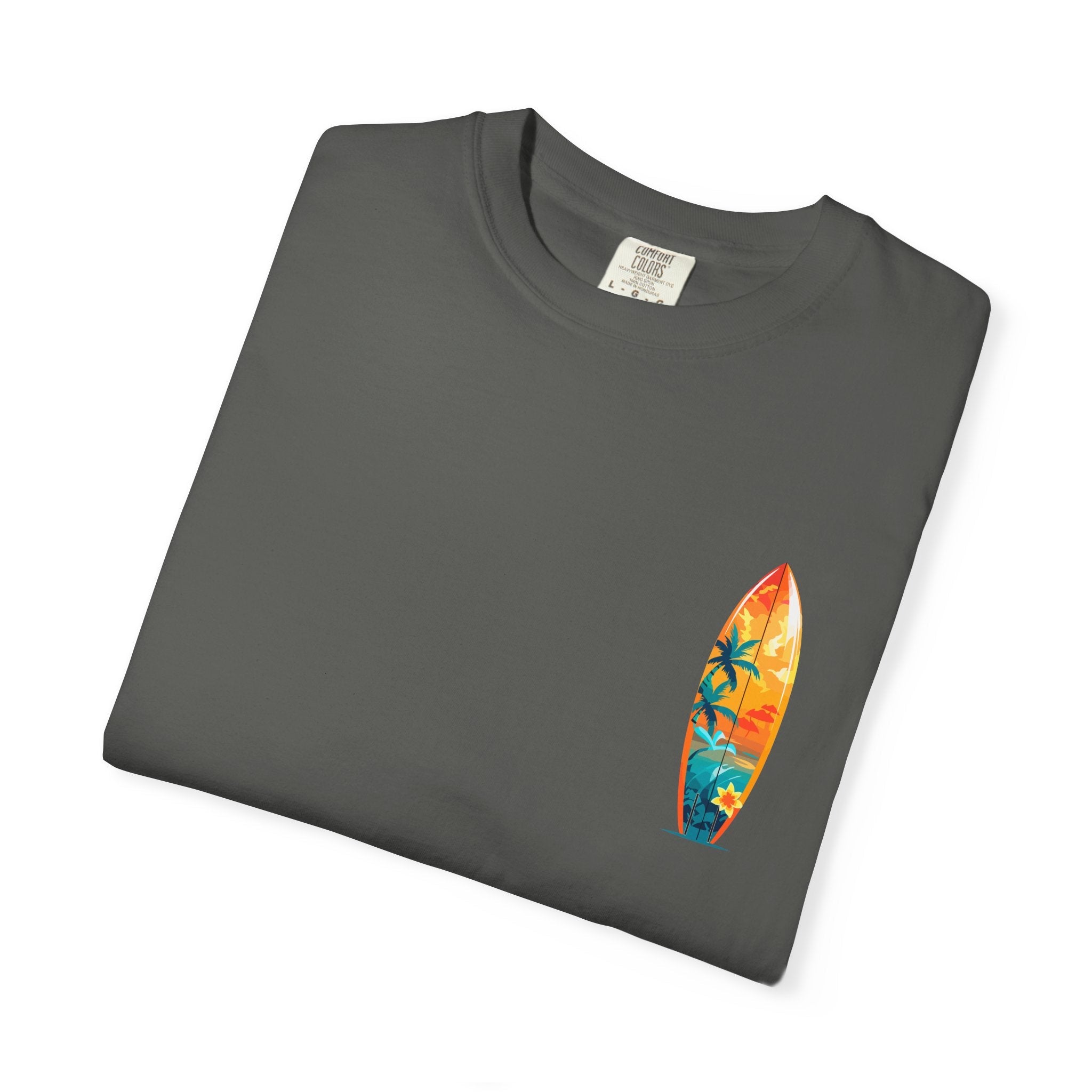 Surfing Tropical Board T-Shirt Beach Vibes Tee with Colorful Surfboard Design - Etna Gift
