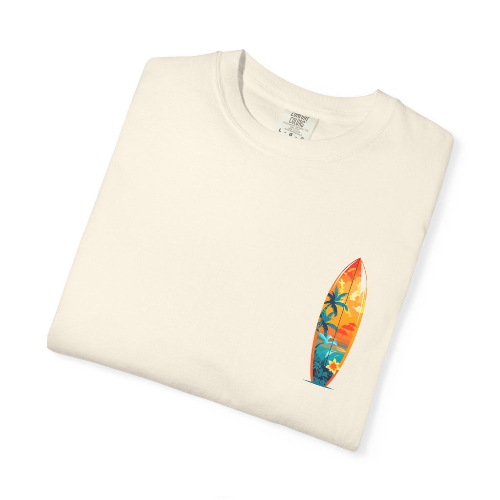 Surfing Tropical Board T-Shirt Beach Vibes Tee with Colorful Surfboard Design - Etna Gift