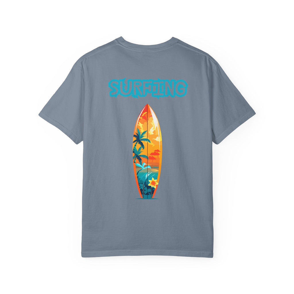 Surfing Tropical Board T-Shirt Beach Vibes Tee with Colorful Surfboard Design - Etna Gift
