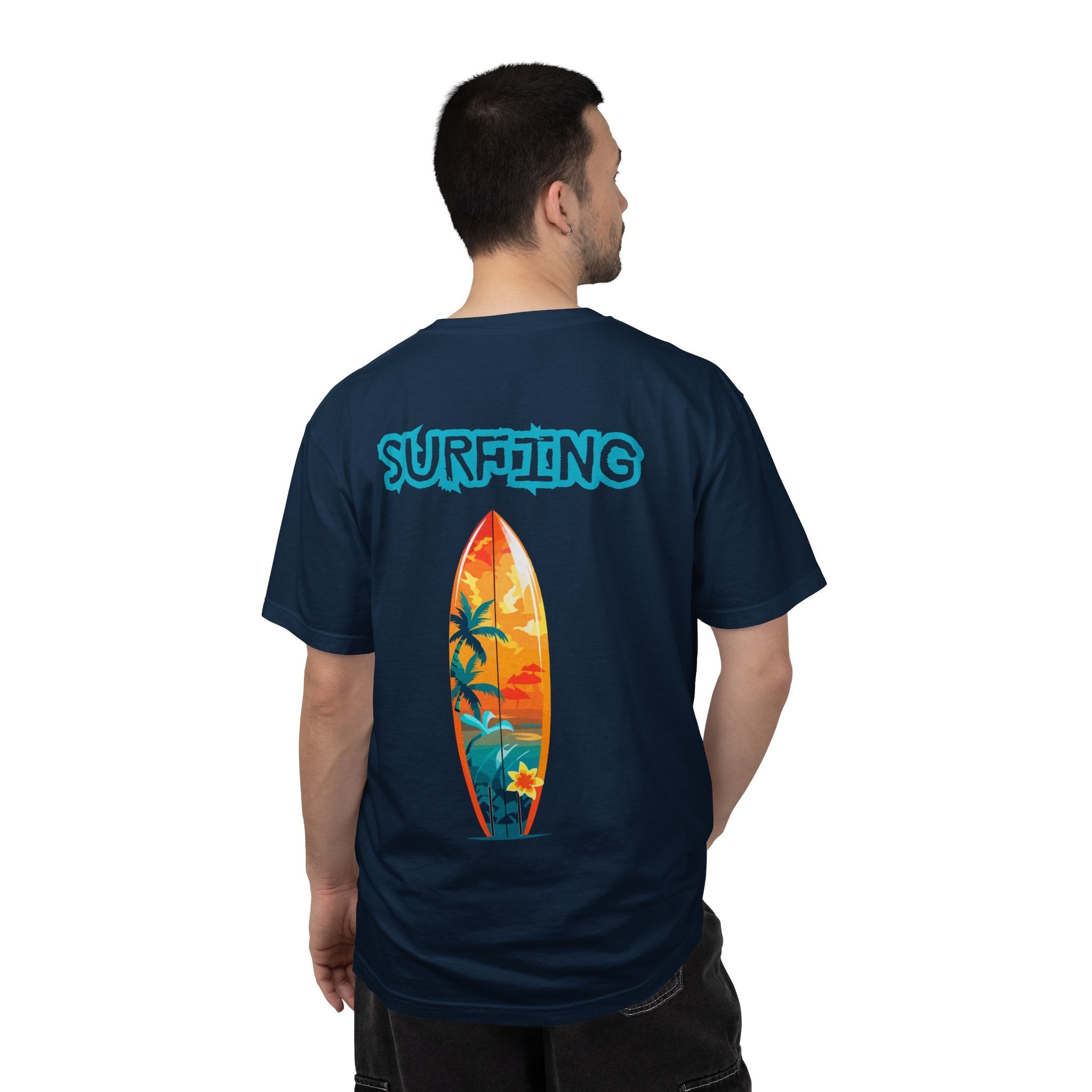 Surfing Tropical Board T-Shirt Beach Vibes Tee with Colorful Surfboard Design - Etna Gift