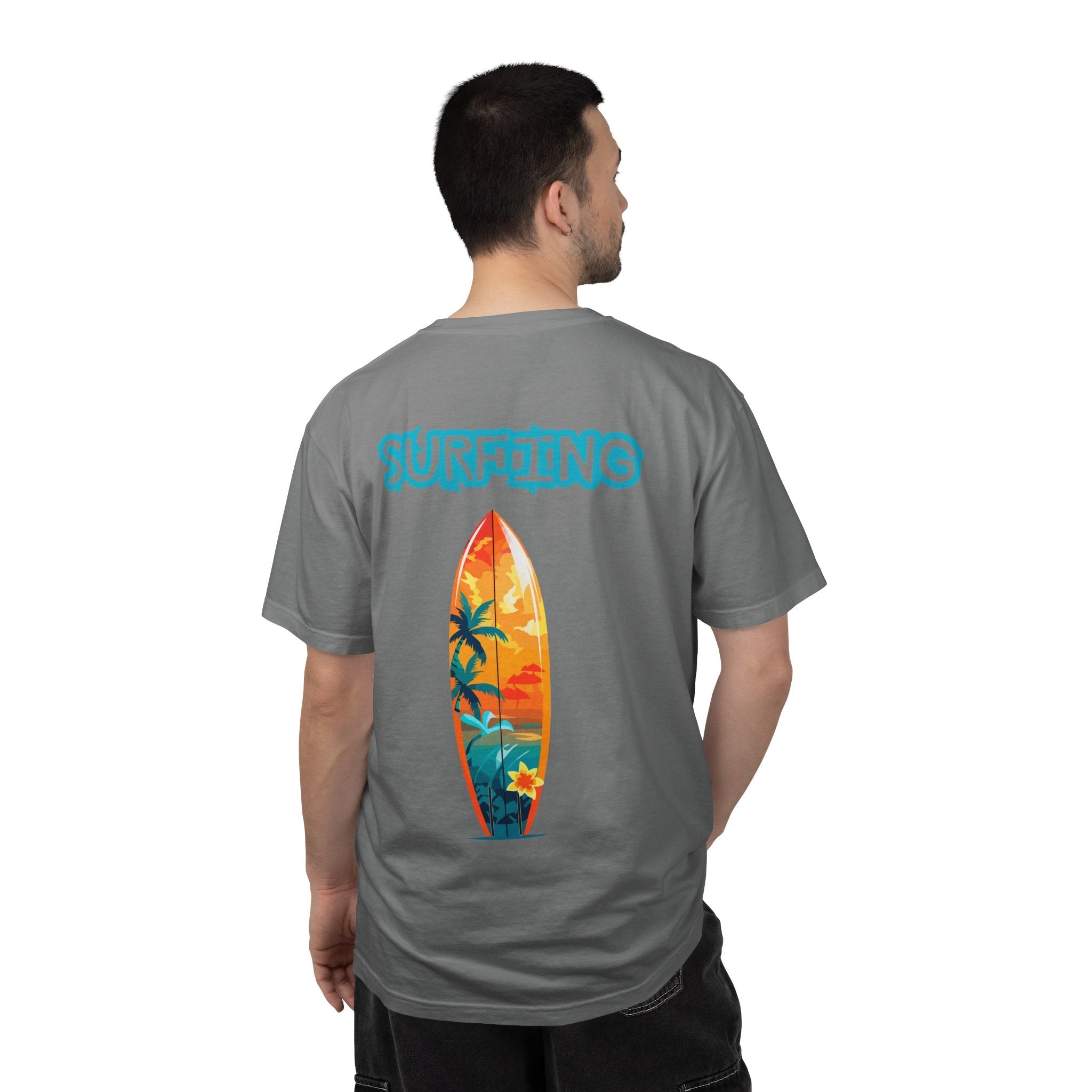 Surfing Tropical Board T-Shirt Beach Vibes Tee with Colorful Surfboard Design - Etna Gift