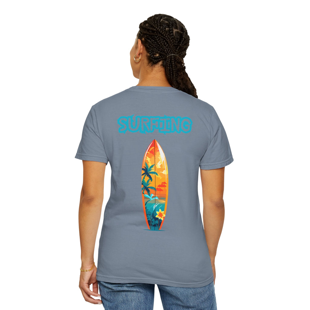Surfing Tropical Board T-Shirt Beach Vibes Tee with Colorful Surfboard Design - Etna Gift