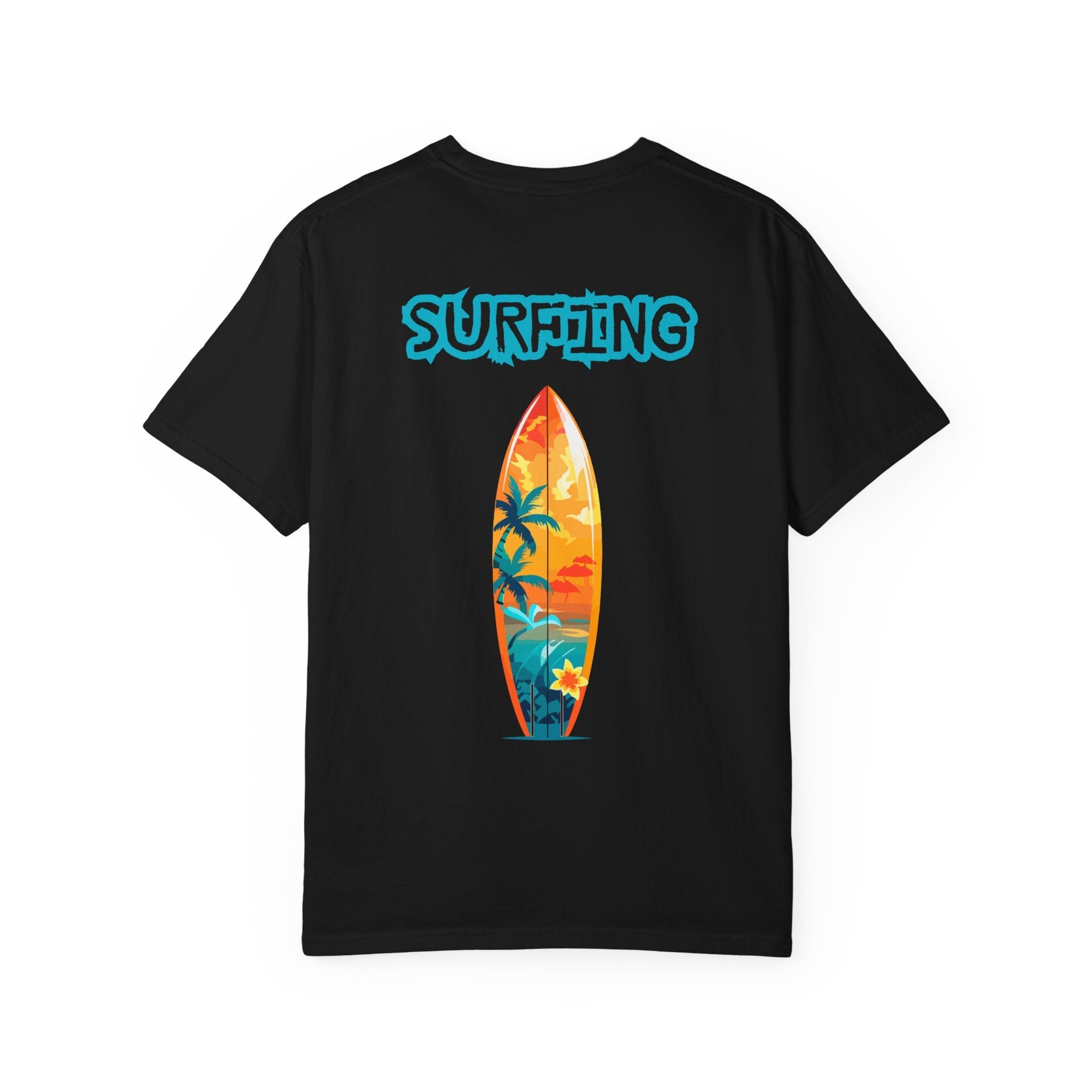 Surfing Tropical Board T-Shirt Beach Vibes Tee with Colorful Surfboard Design - Etna Gift