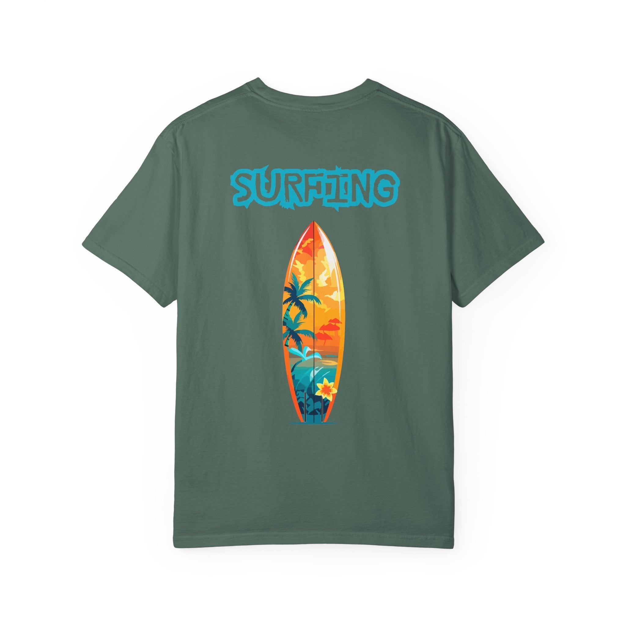 Surfing Tropical Board T-Shirt Beach Vibes Tee with Colorful Surfboard Design - Etna Gift