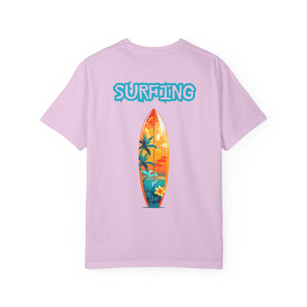 Surfing Tropical Board T-Shirt Beach Vibes Tee with Colorful Surfboard Design - Etna Gift