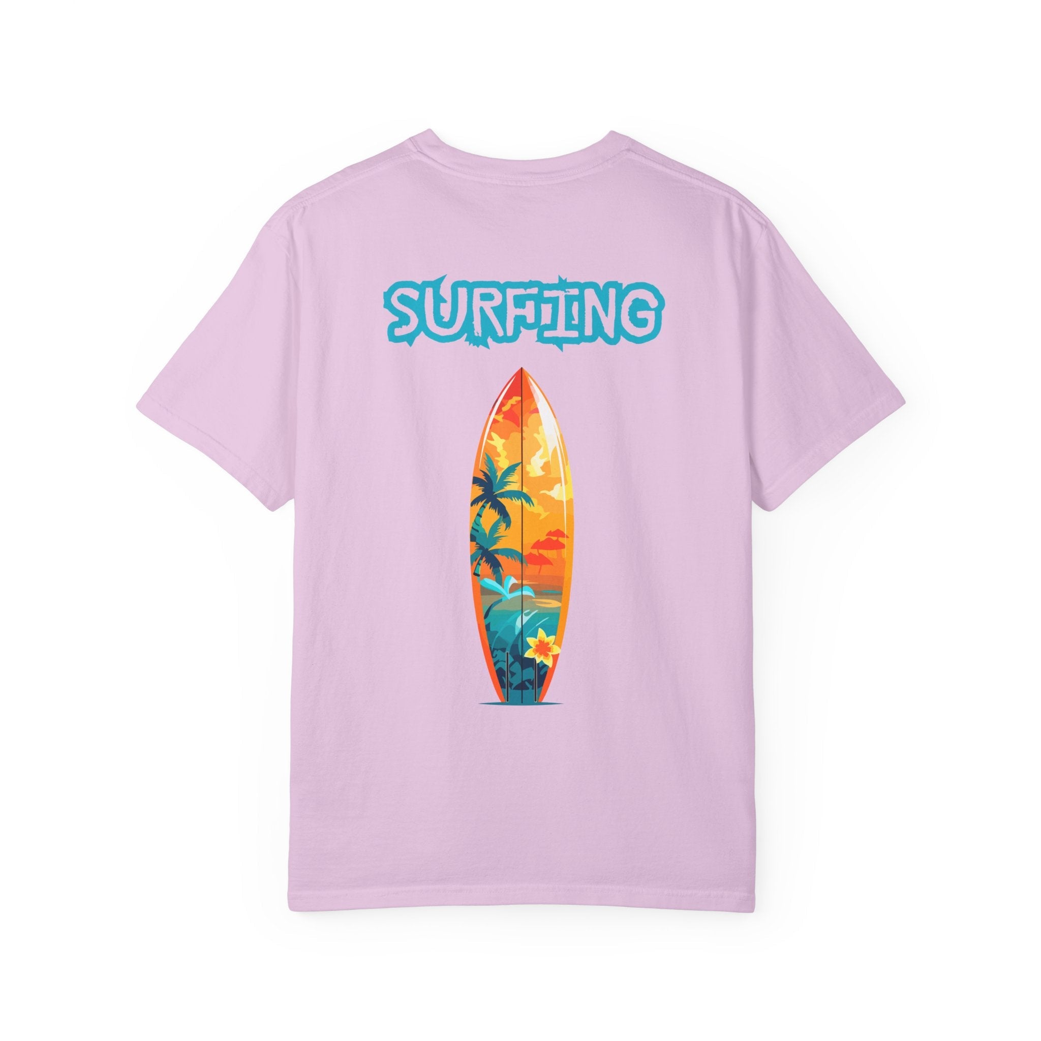 Surfing Tropical Board T-Shirt Beach Vibes Tee with Colorful Surfboard Design - Etna Gift