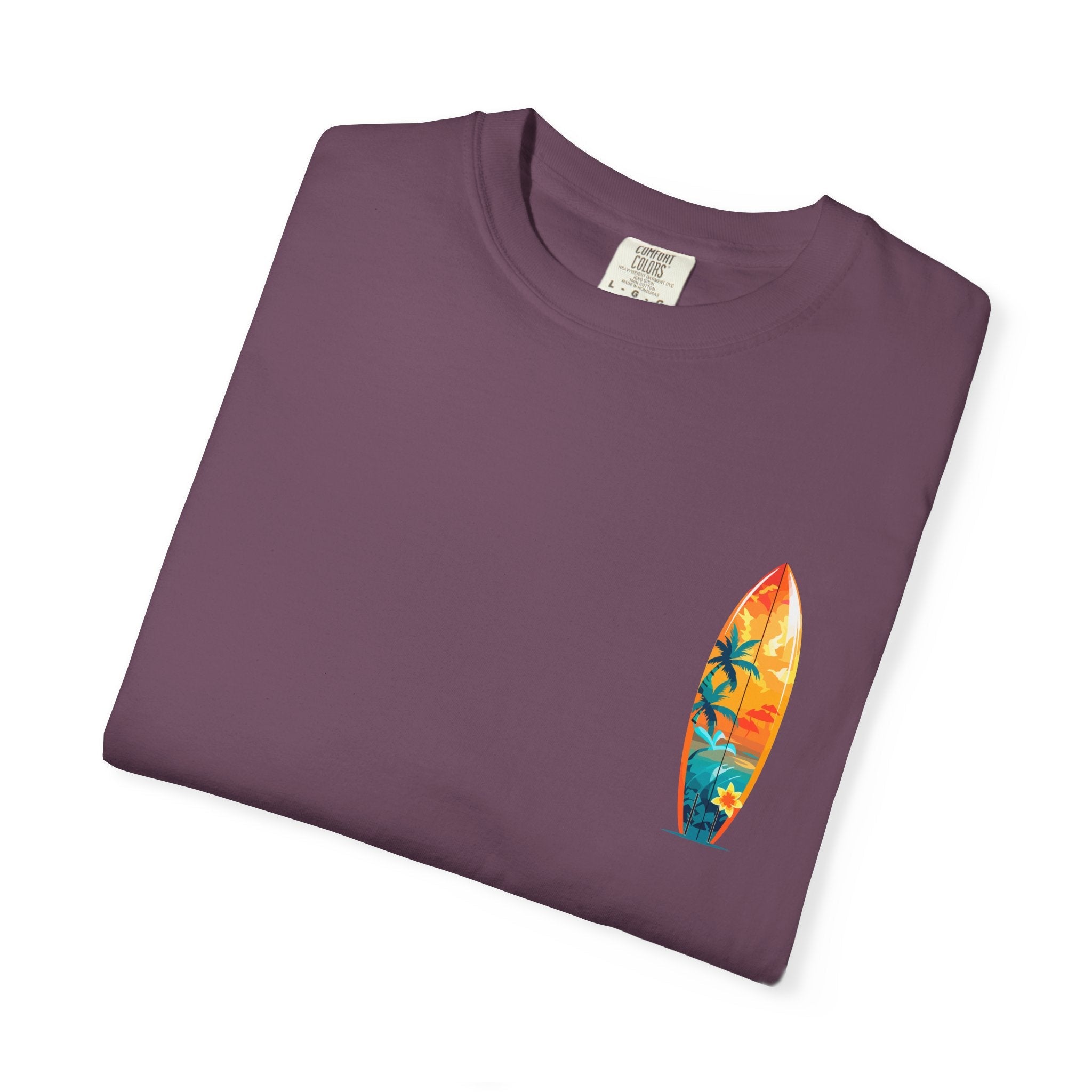 Surfing Tropical Board T-Shirt Beach Vibes Tee with Colorful Surfboard Design - Etna Gift