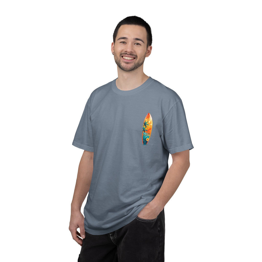 Surfing Tropical Board T-Shirt Beach Vibes Tee with Colorful Surfboard Design - Etna Gift